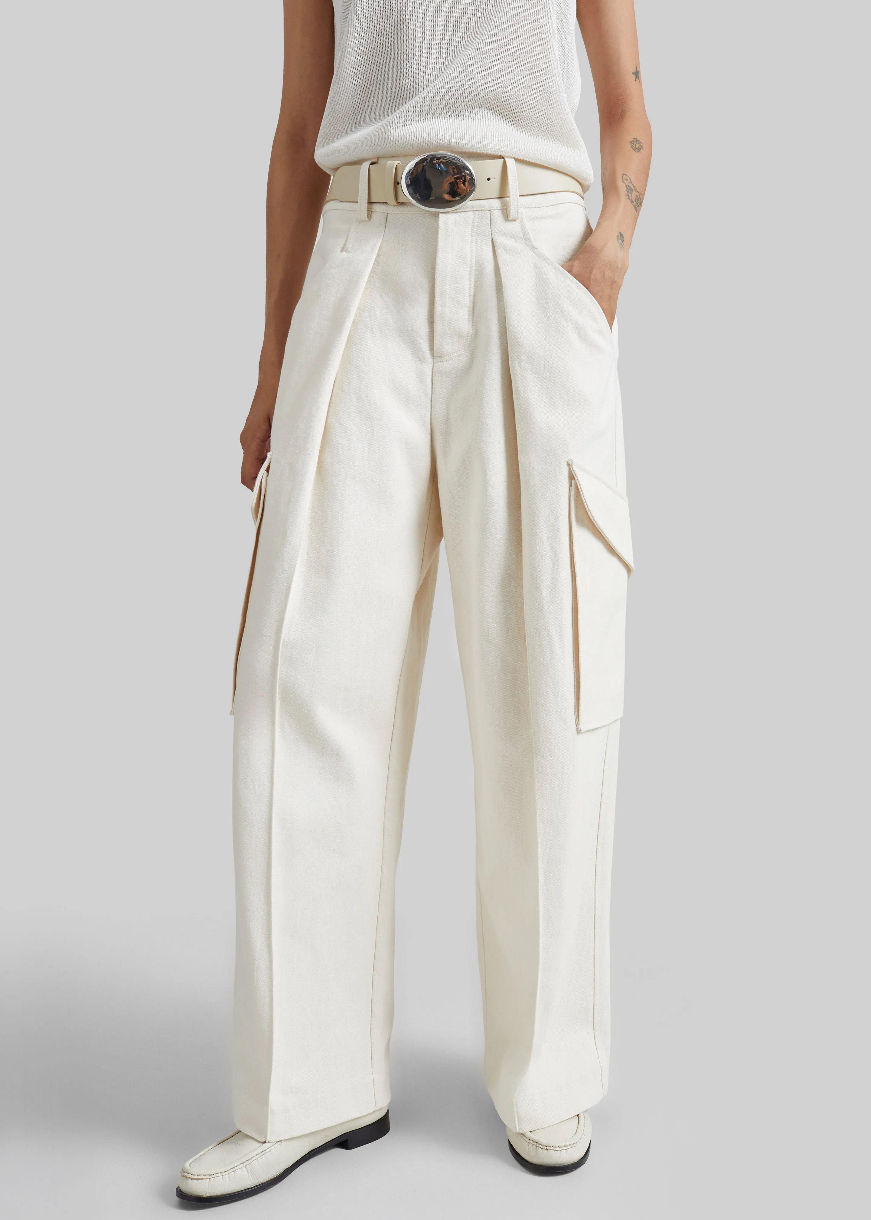 Oslo Cotton Cargo Pants - Beige sold by Frankie Shop