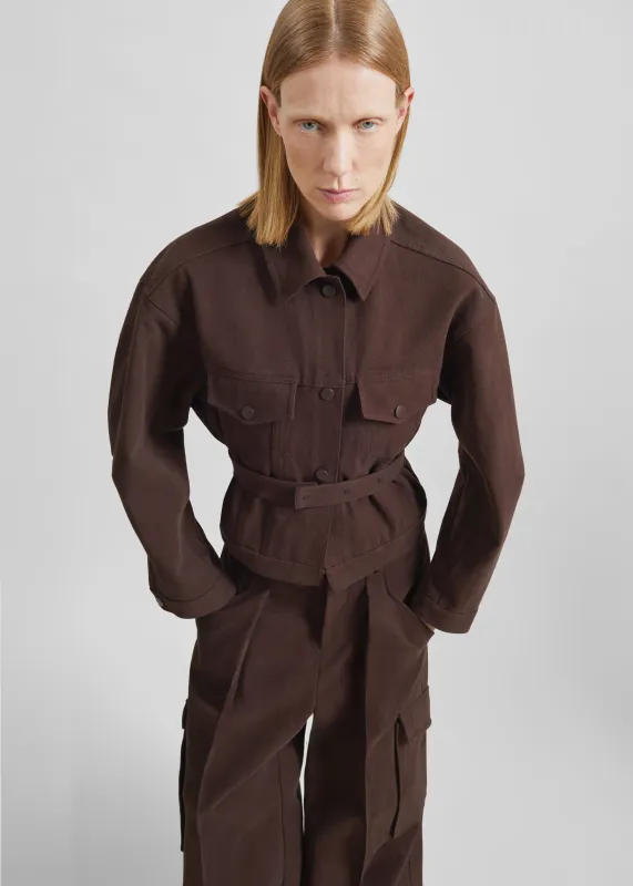 Oslo Cotton Cinched Jacket - Brown made by Frankie Shop