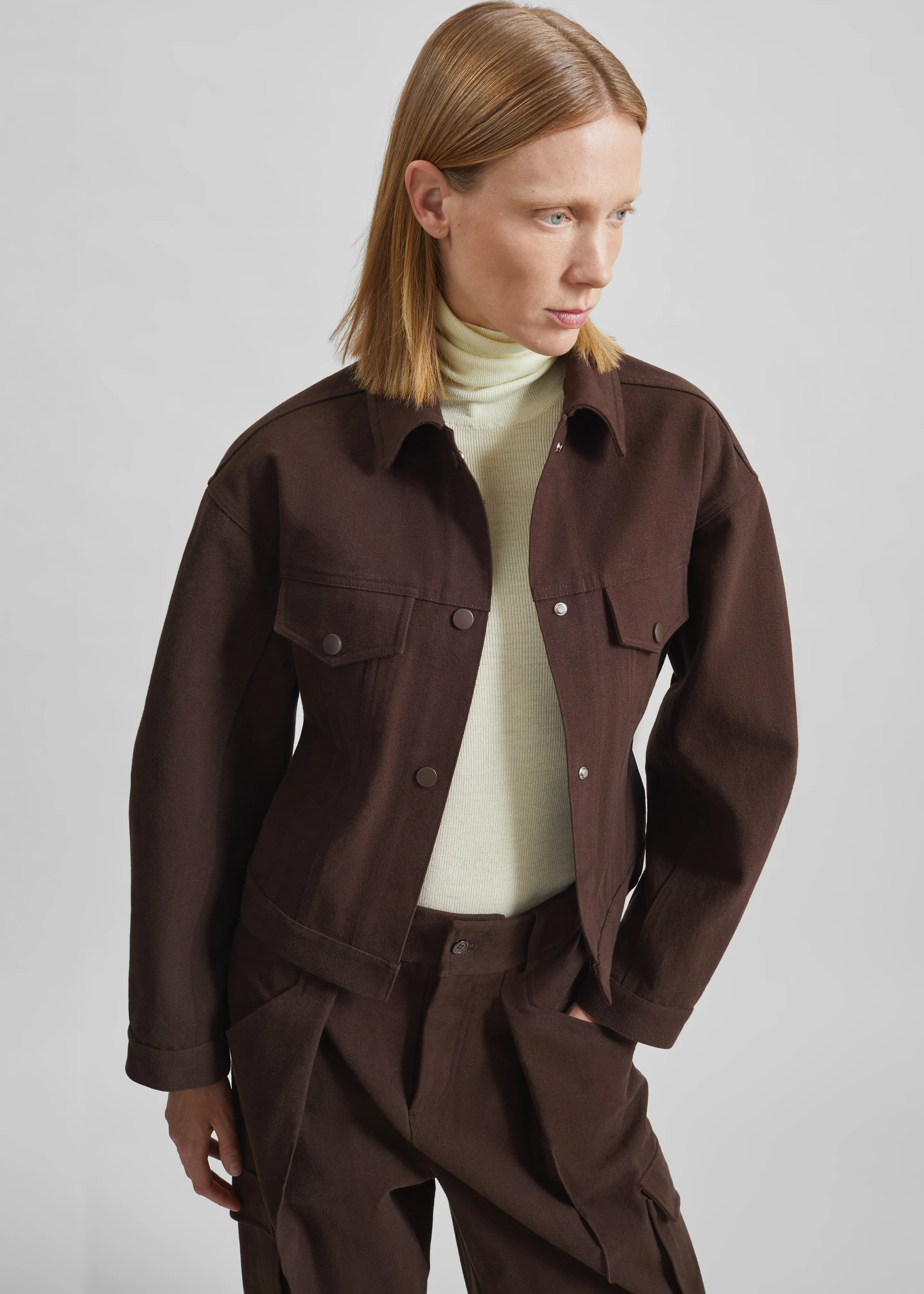 Oslo Cotton Cinched Jacket - Brown sold by Frankie Shop product image thumbnail 2