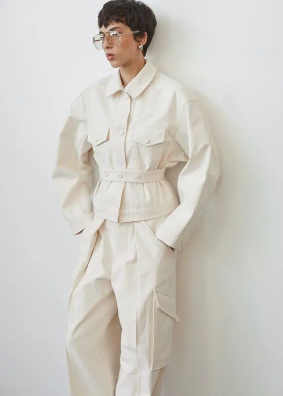 Oslo Cotton Cinched Jacket - Beige made by Frankie Shop