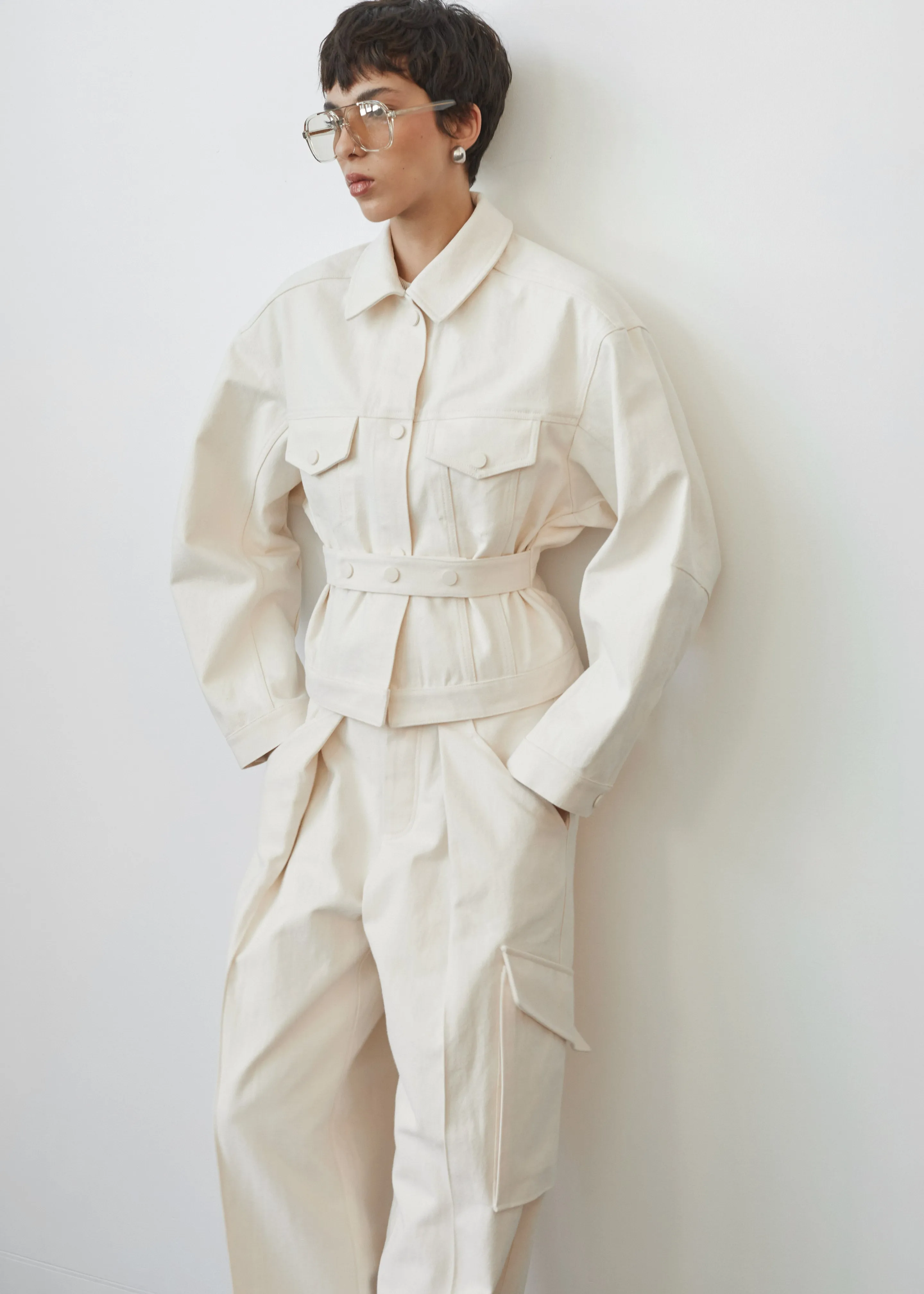 Oslo Cotton Cinched Jacket - Beige sold by Frankie Shop