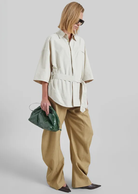 Odesa Belted Shirt - Light Beige made by Frankie Shop