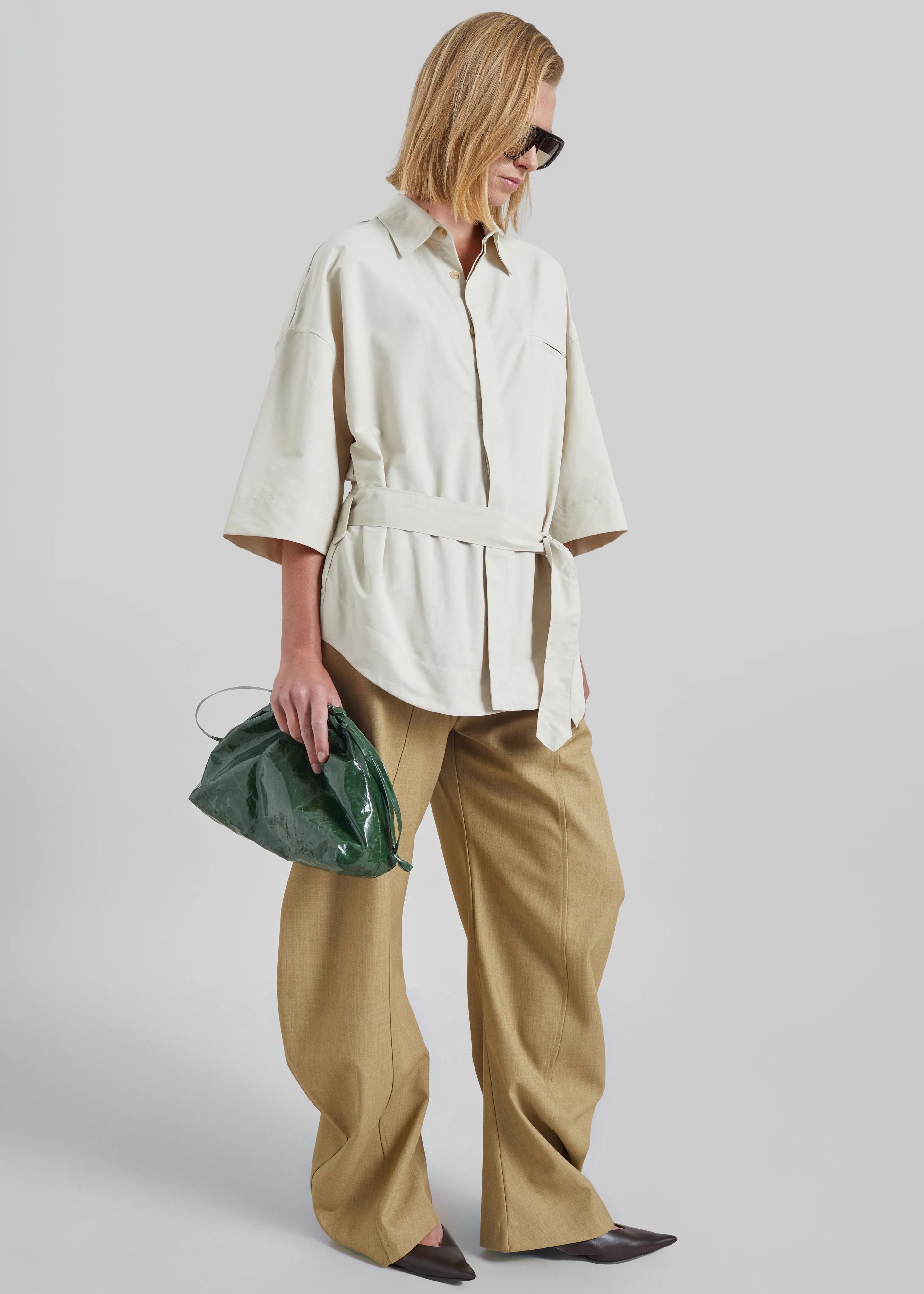 Odesa Belted Shirt - Light Beige sold by Frankie Shop