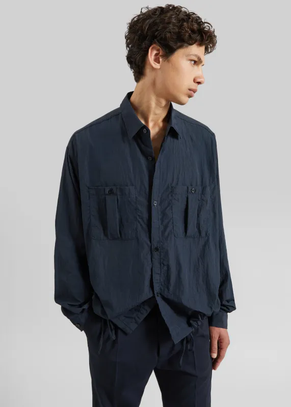 Casares Drawstring Shirt - Navy made by Frankie Shop