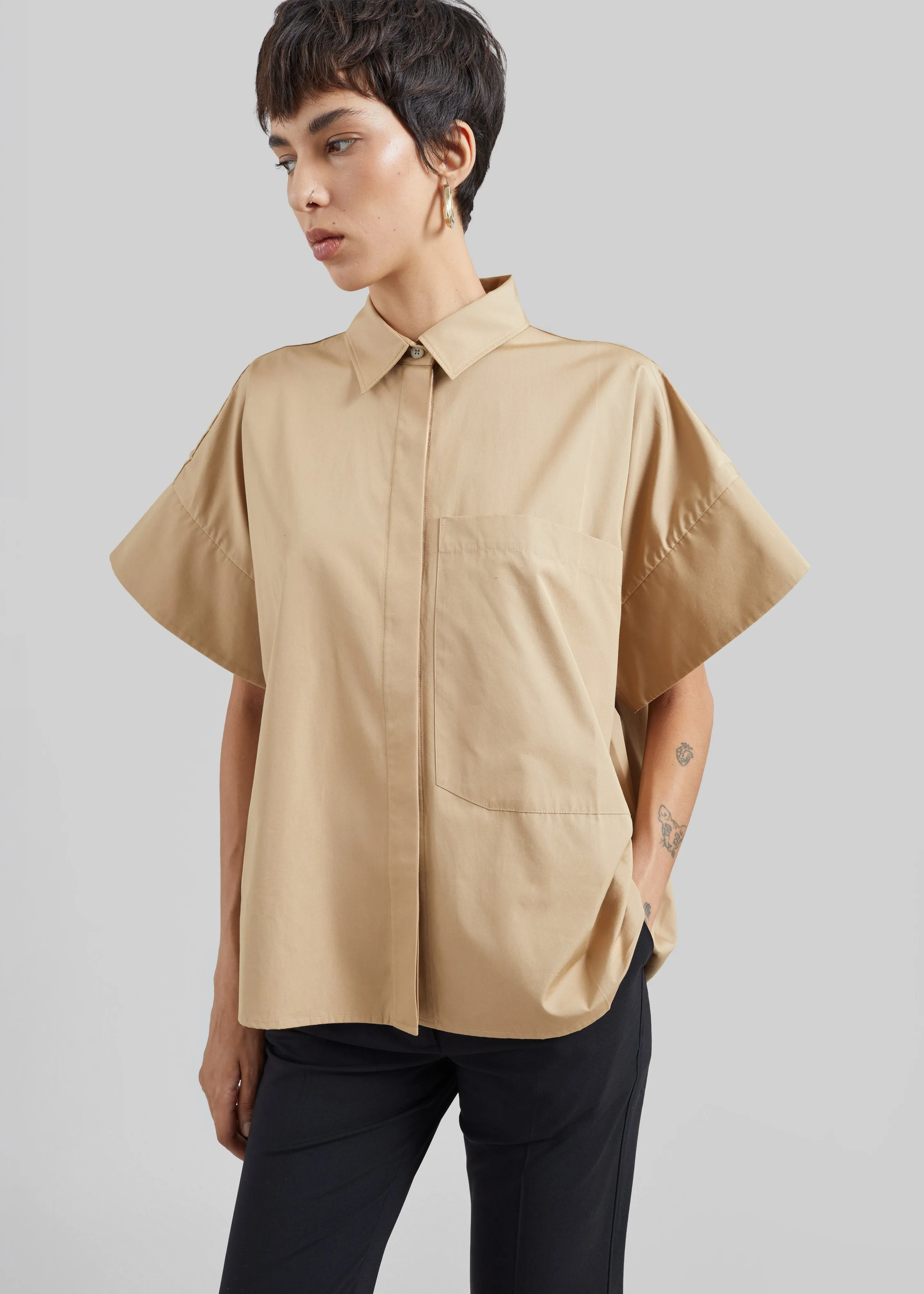 CO Boxy Short Sleeve Shirt - Camel sold by Frankie Shop product image thumbnail 3