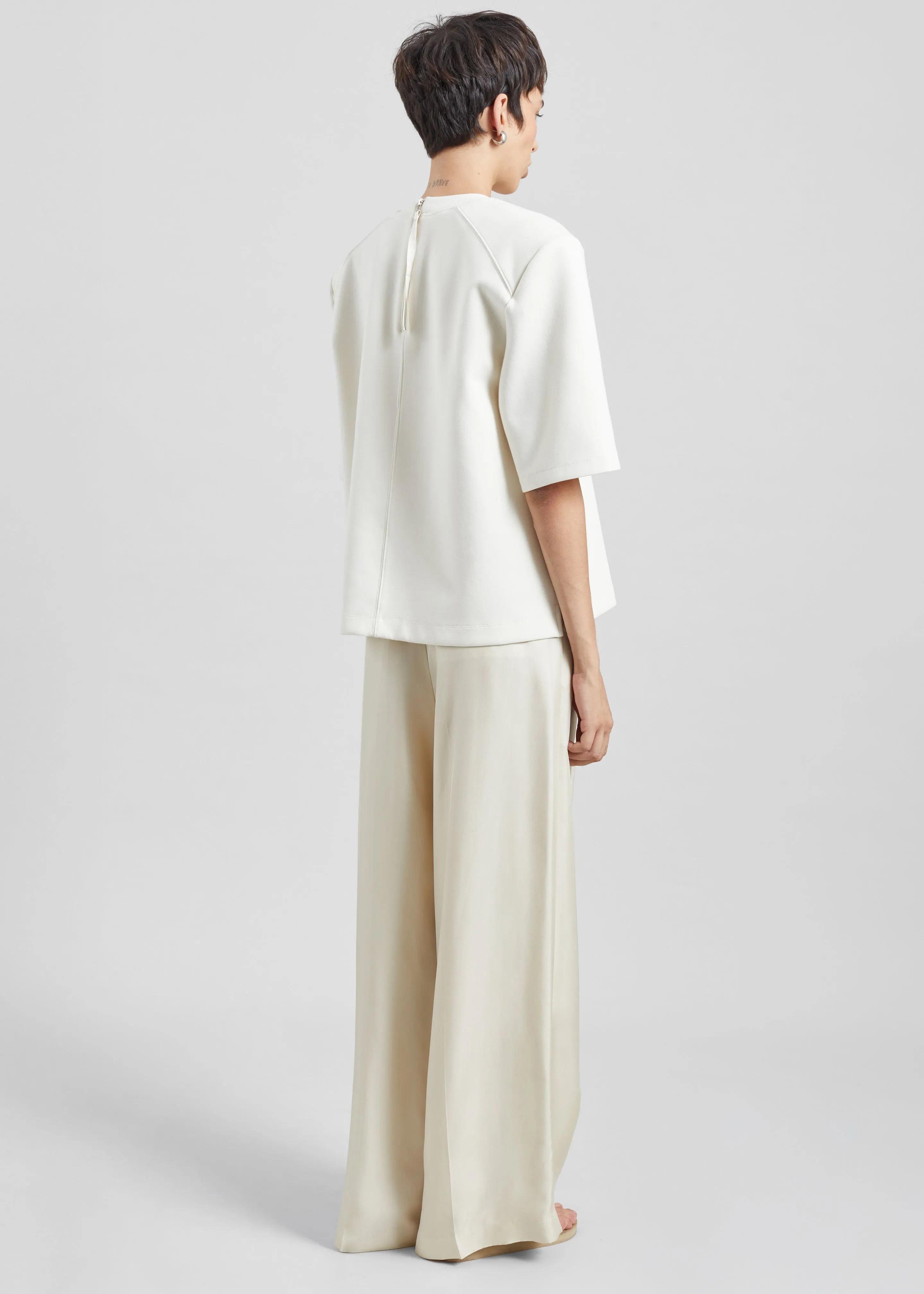 Alwen Neoprene Padded T-Shirt - Off White sold by Frankie Shop product image thumbnail 3