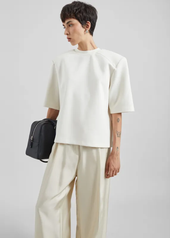 Alwen Neoprene Padded T-Shirt - Off White made by Frankie Shop