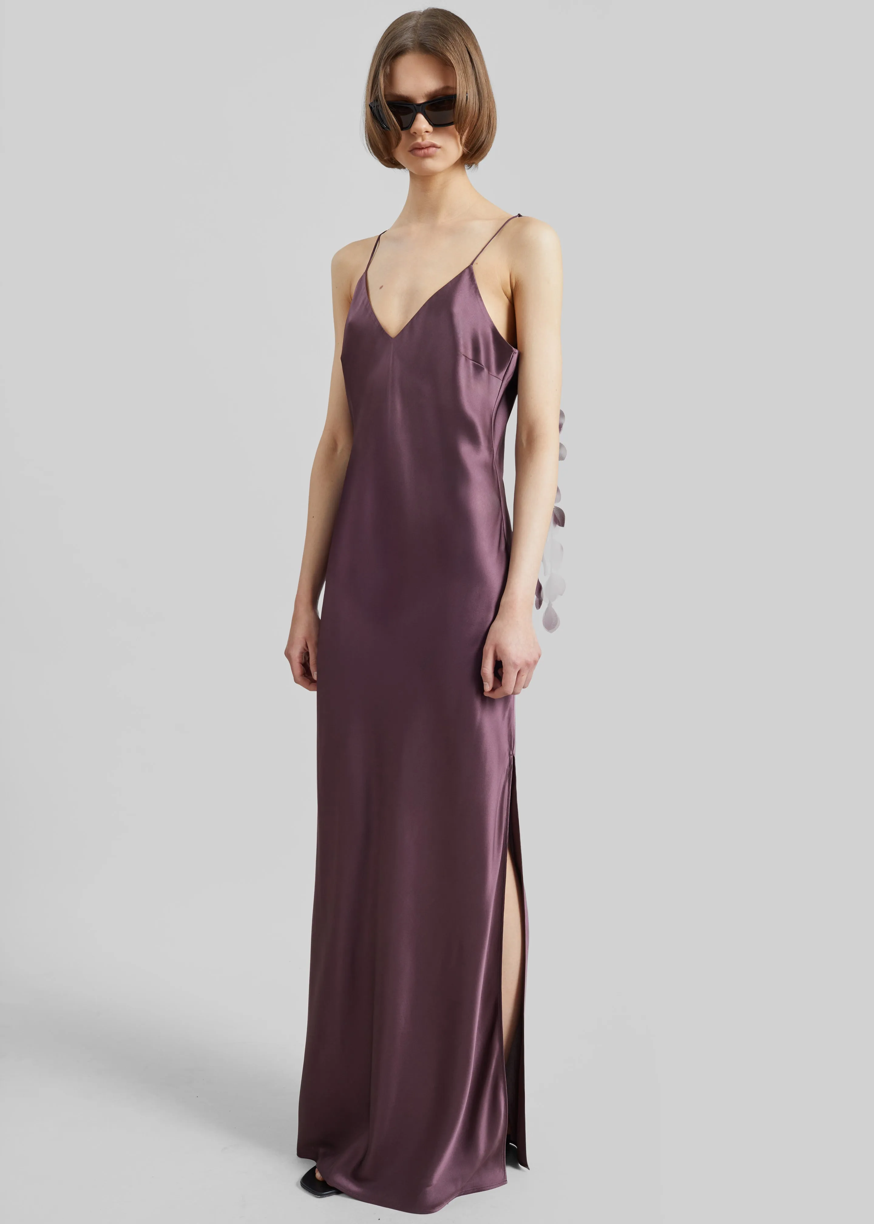 By Malene Birger Pascale Silk Maxi Dress - Aubergine sold by Frankie Shop product image thumbnail 3