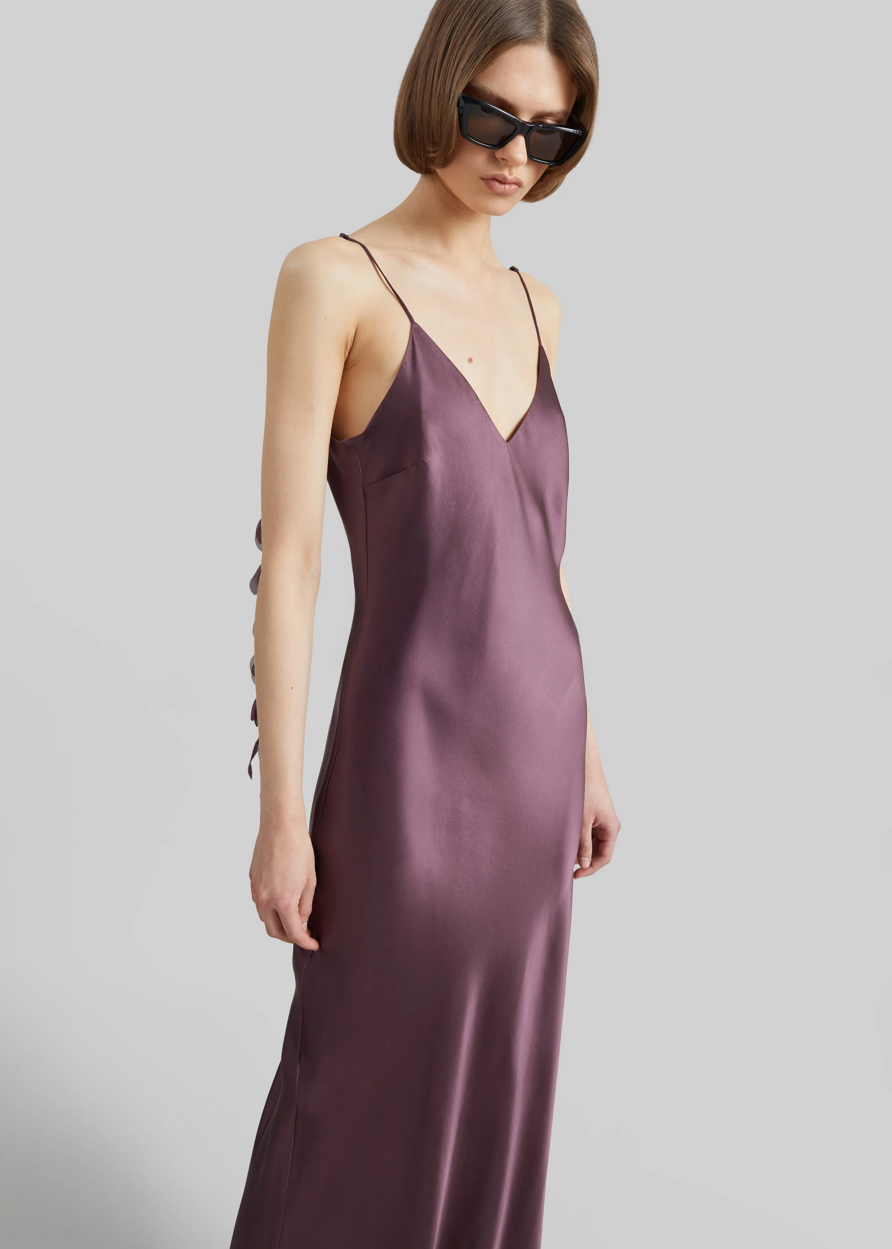 By Malene Birger Pascale Silk Maxi Dress - Aubergine sold by Frankie Shop product image thumbnail 4