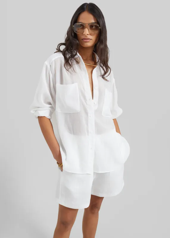 Mineo Linen Shorts - White made by Frankie Shop