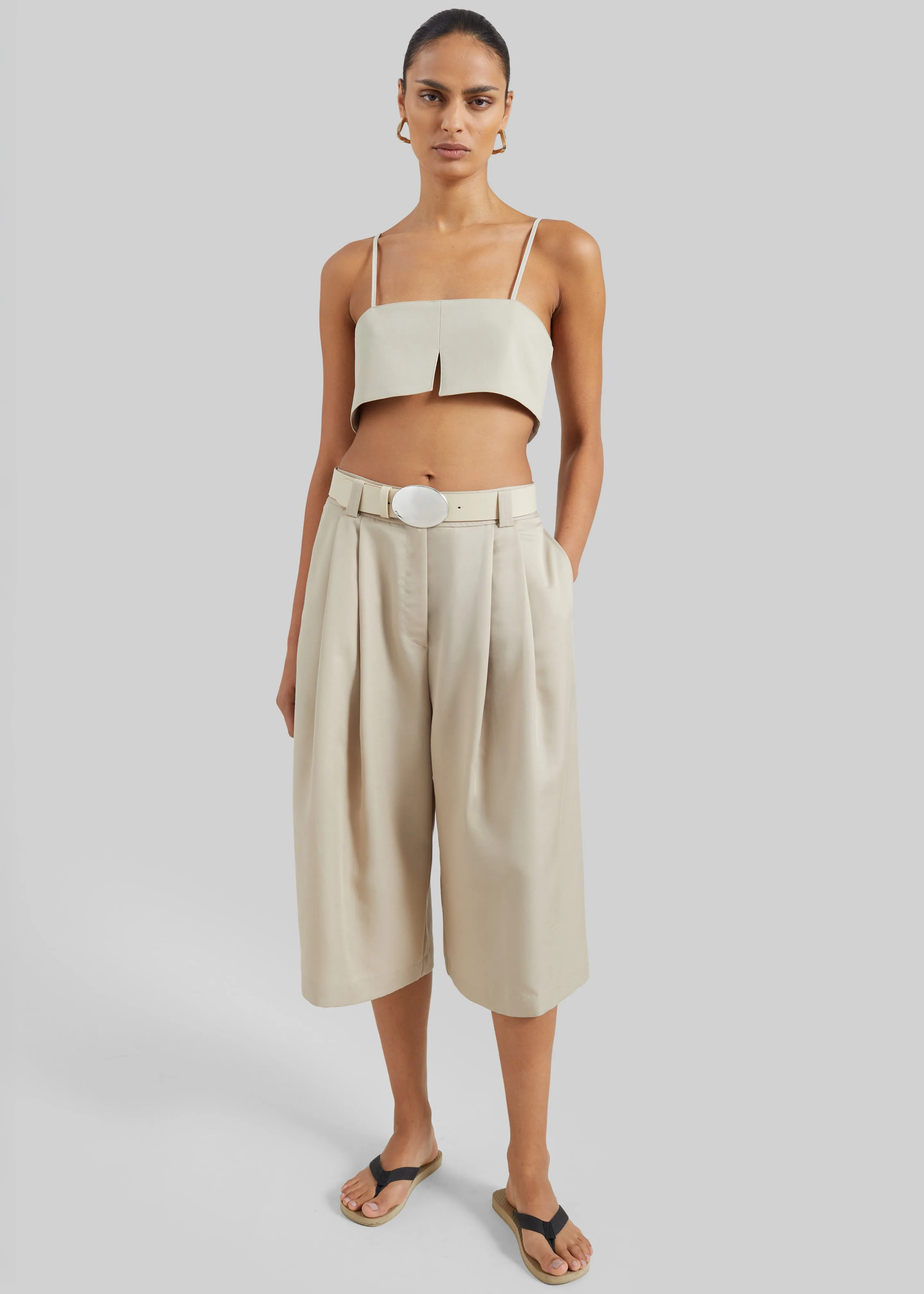 Vorey Pleated Bermuda Shorts - Beige sold by Frankie Shop