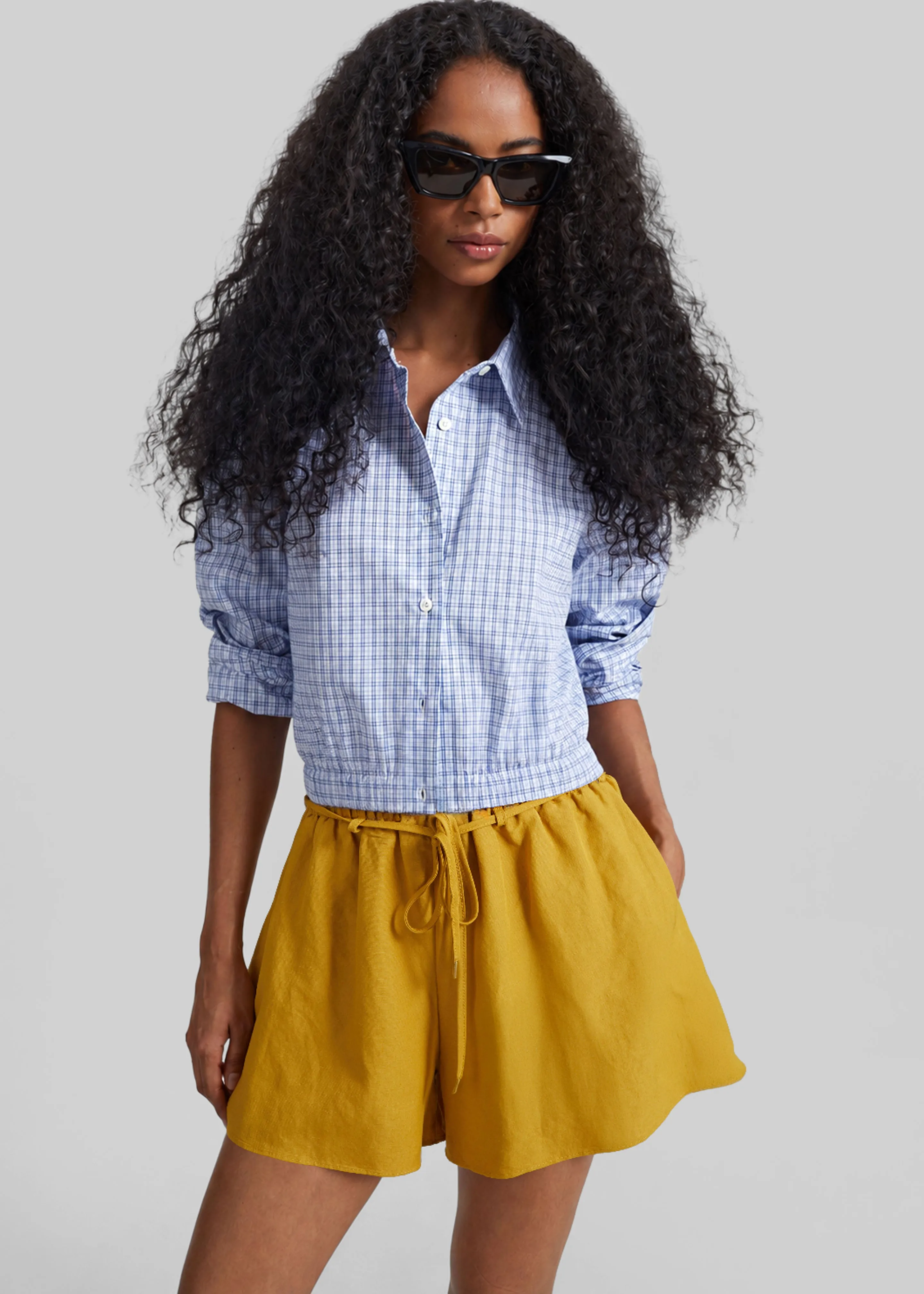 Lison Cropped Shirt - Blue Plaid sold by Frankie Shop product image thumbnail 4