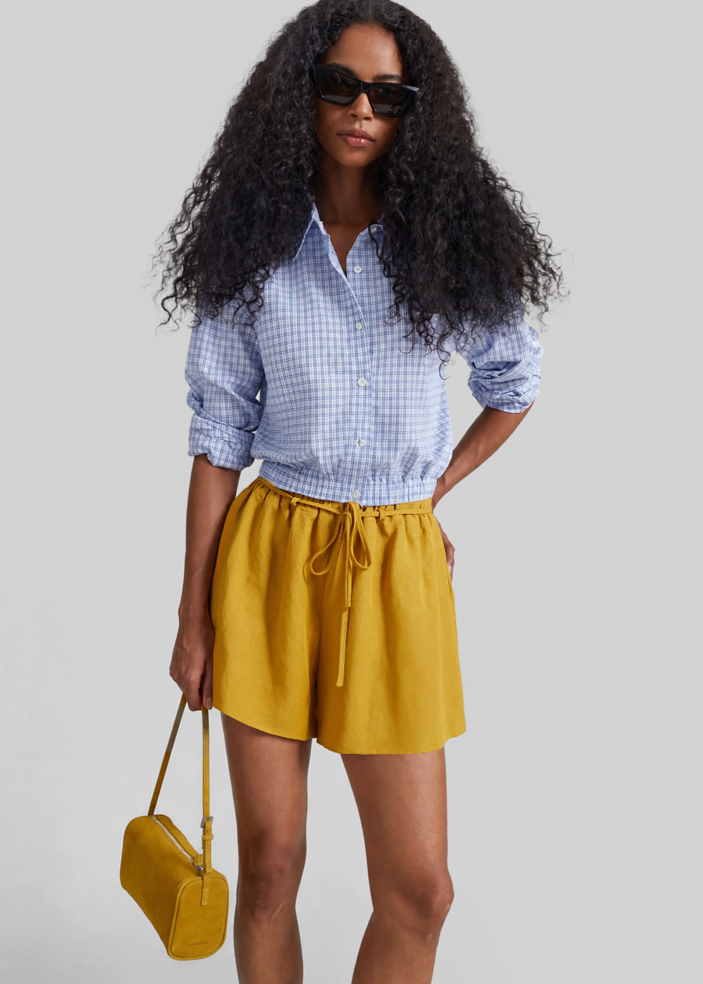 Lison Cropped Shirt - Blue Plaid sold by Frankie Shop