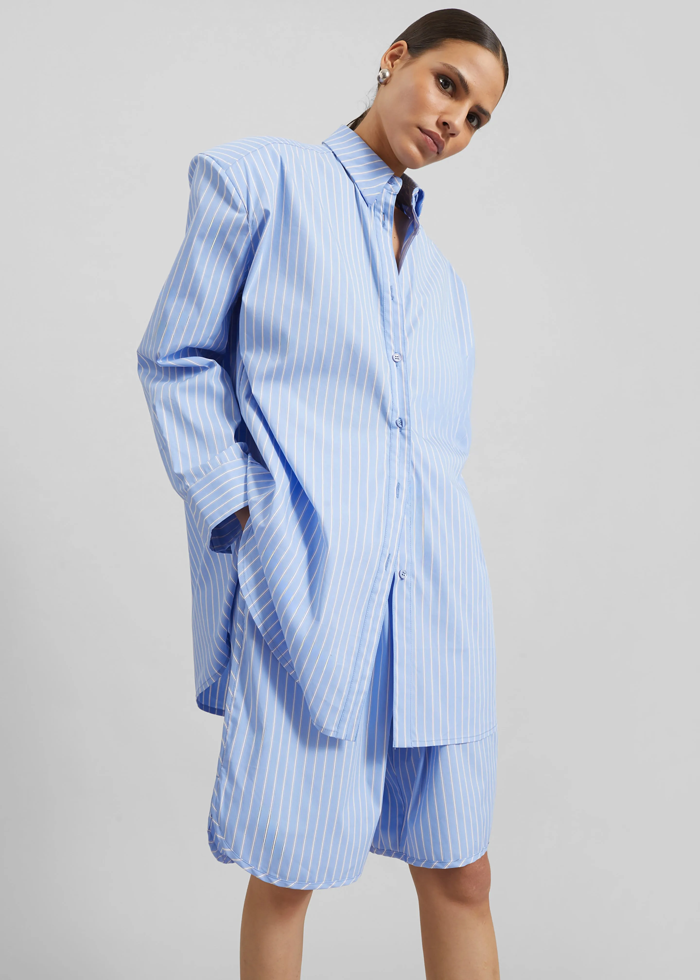 Oana Cotton Padded Shirt - Blue/White Stripe sold by Frankie Shop product image thumbnail 2