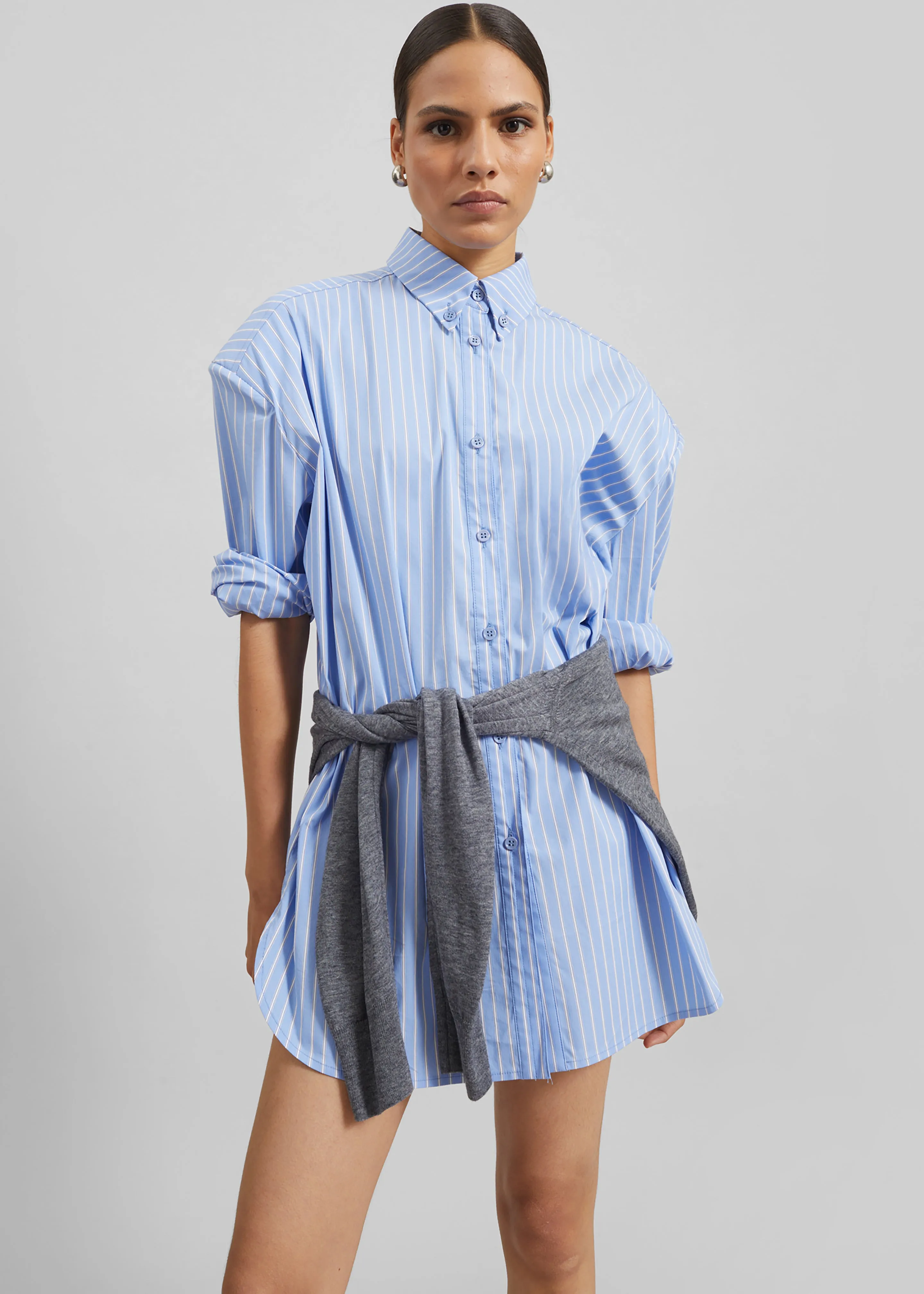 Oana Cotton Padded Shirt - Blue/White Stripe sold by Frankie Shop product image thumbnail 5