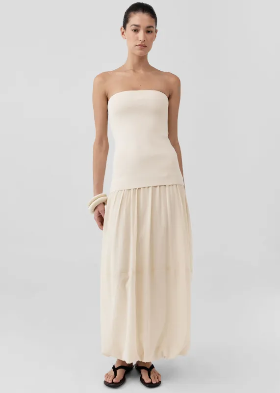 St. Agni Strapless Balloon Hem Dress - Porcelain made by St. Agni