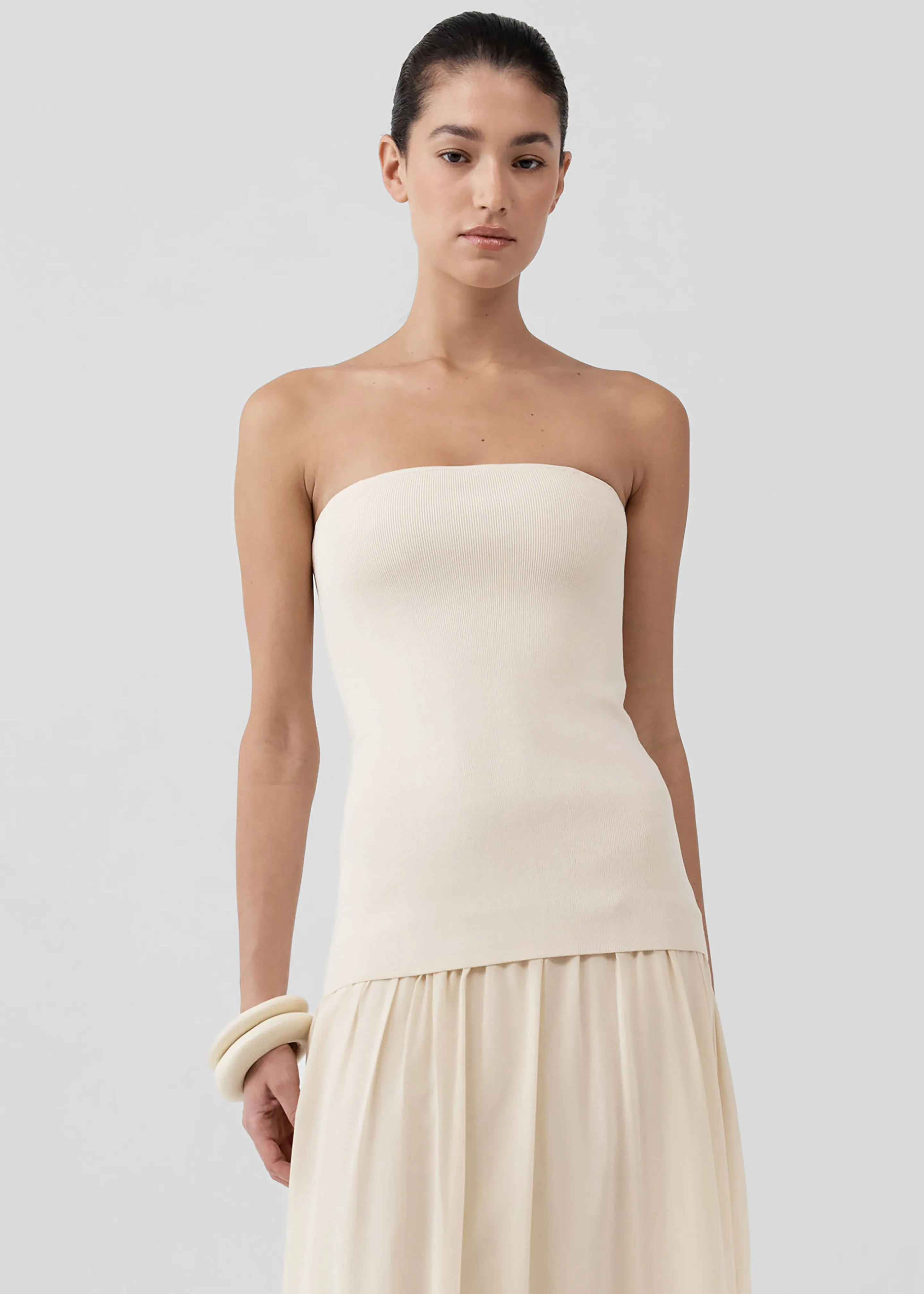 St. Agni Strapless Balloon Hem Dress - Porcelain sold by Frankie Shop product image thumbnail 2