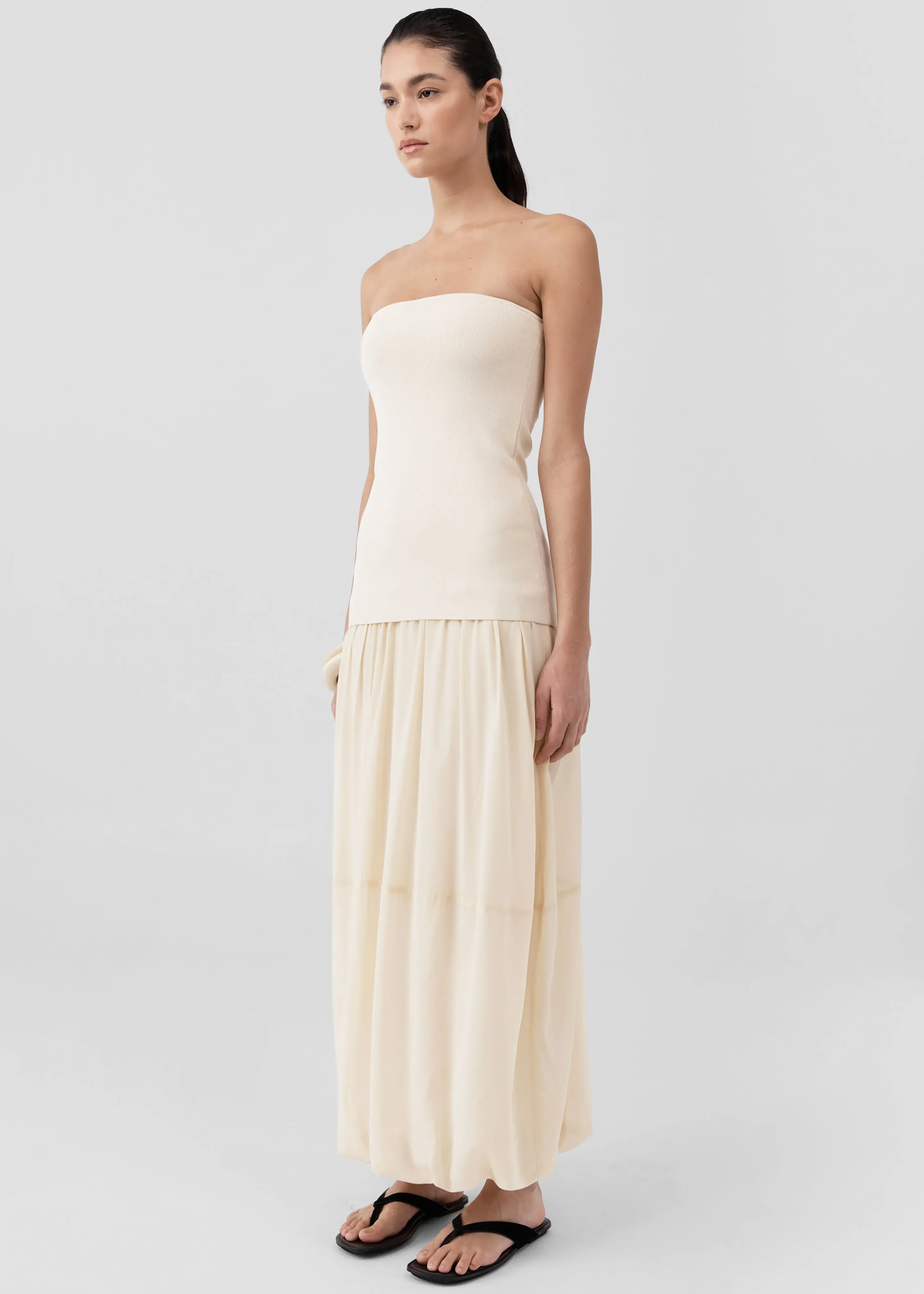 St. Agni Strapless Balloon Hem Dress - Porcelain sold by Frankie Shop product image thumbnail 3