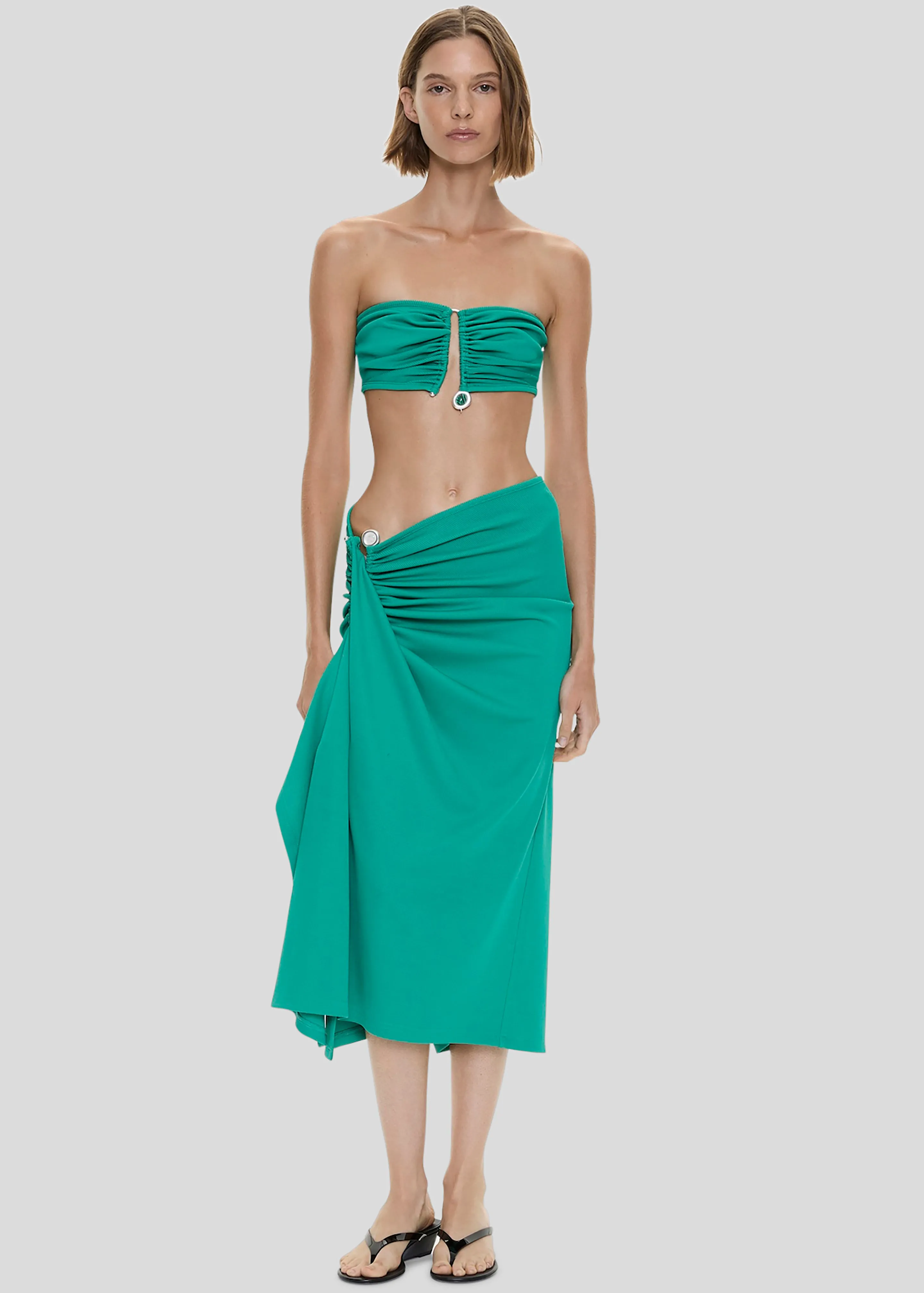 Christopher Esber Droplet Crystal Pendant Ruched Bandeau - Malachite sold by Frankie Shop product image thumbnail 3