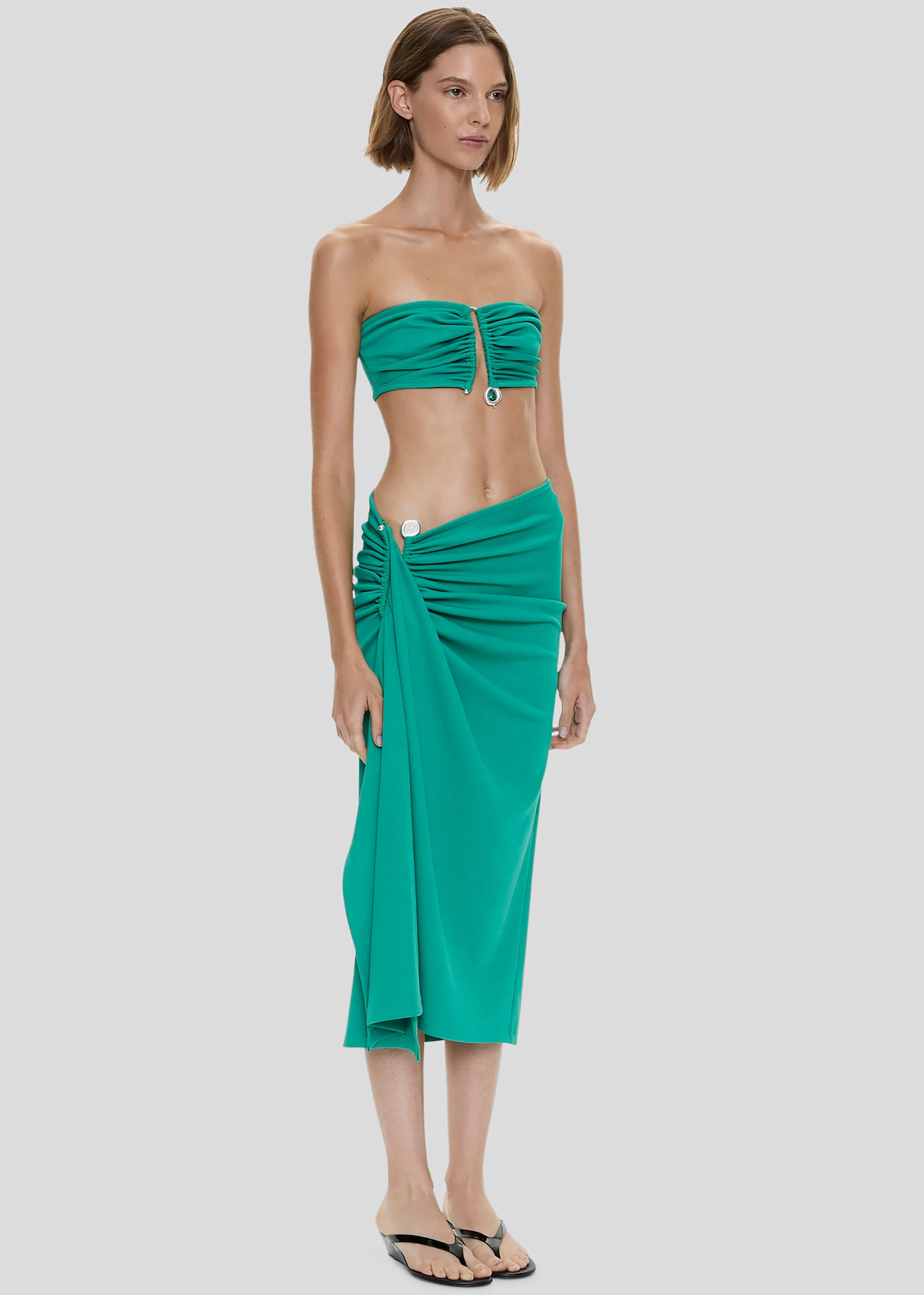 Christopher Esber Droplet Crystal Pendant Ruched Bandeau - Malachite sold by Frankie Shop product image thumbnail 2