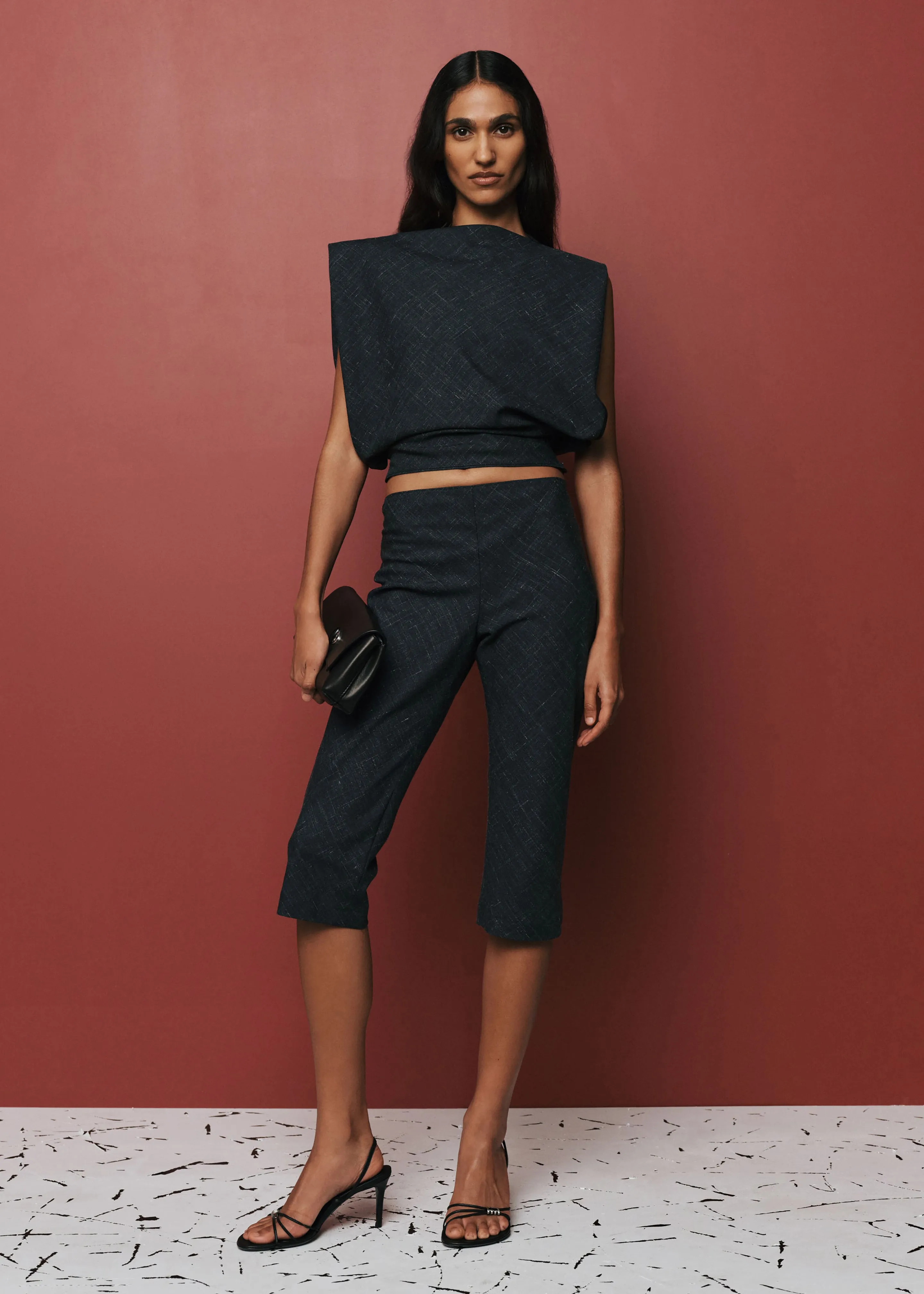 Christopher Esber Banyan Bias Top - Tropical Charcoal Marle sold by Frankie Shop