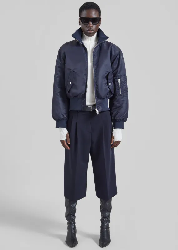 Storm Cropped Bomber Jacket - Navy made by Frankie Shop