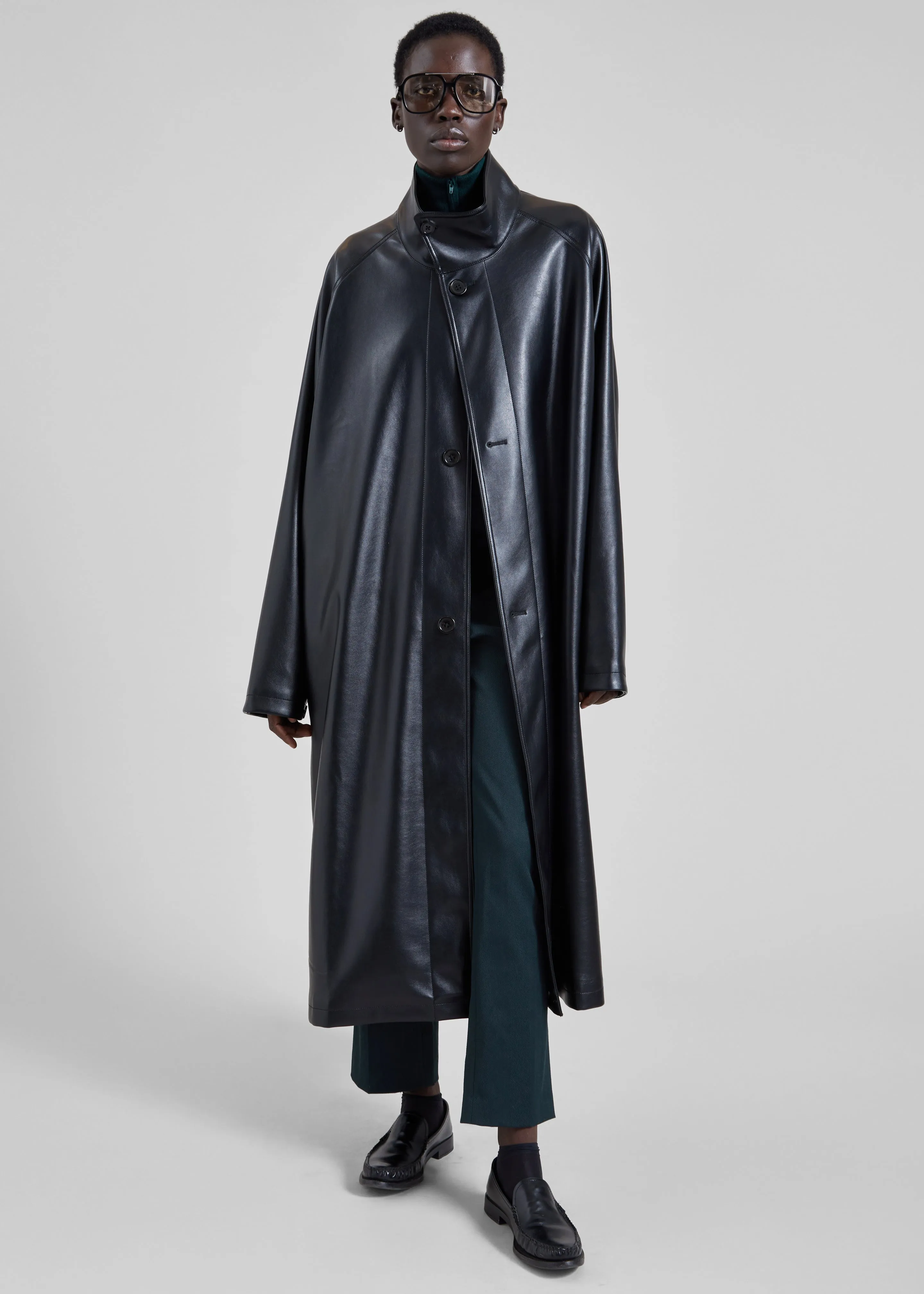 Calen Faux Leather Trench Coat - Black sold by Frankie Shop product image thumbnail 4