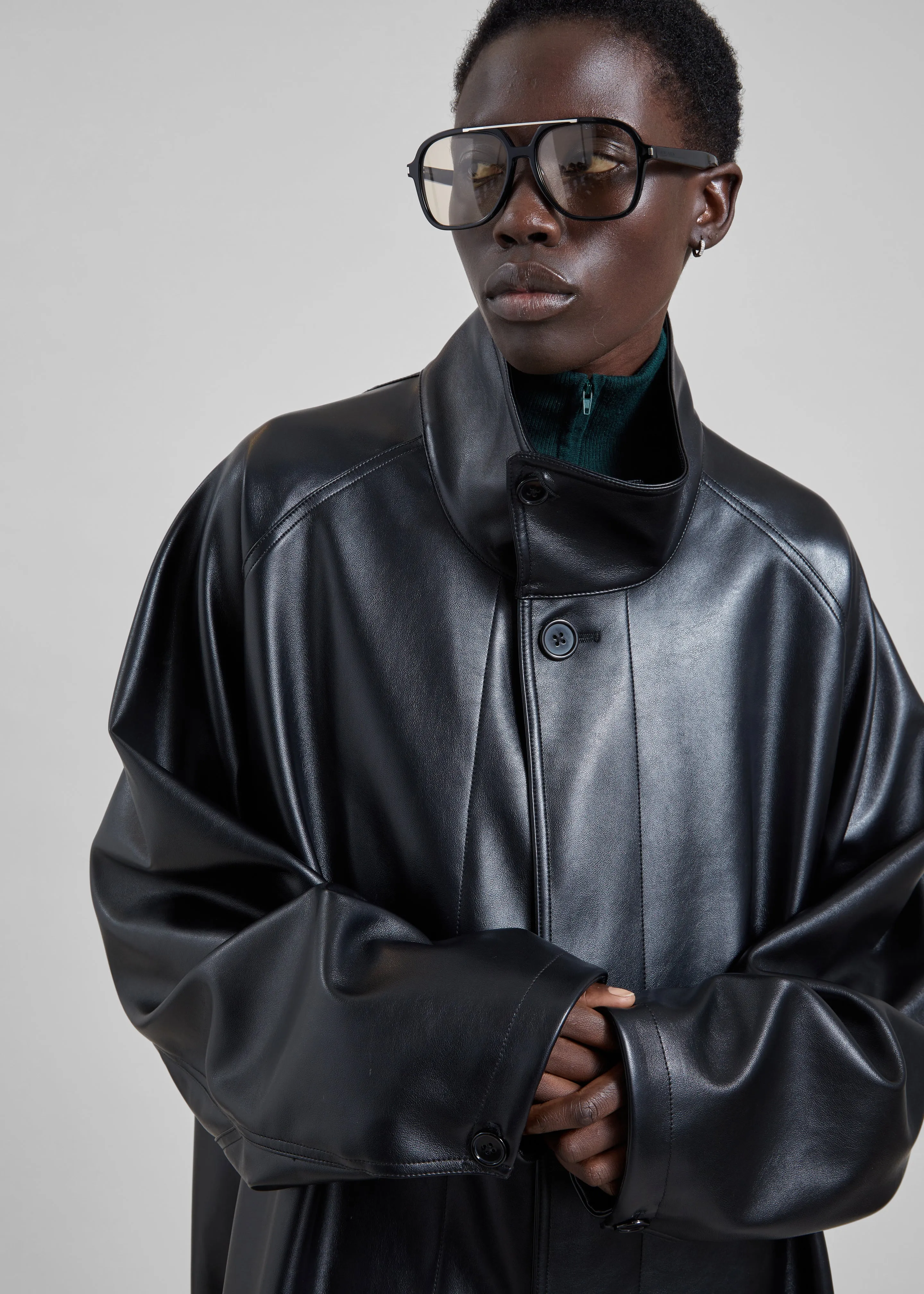 Calen Faux Leather Trench Coat - Black sold by Frankie Shop product image thumbnail 3