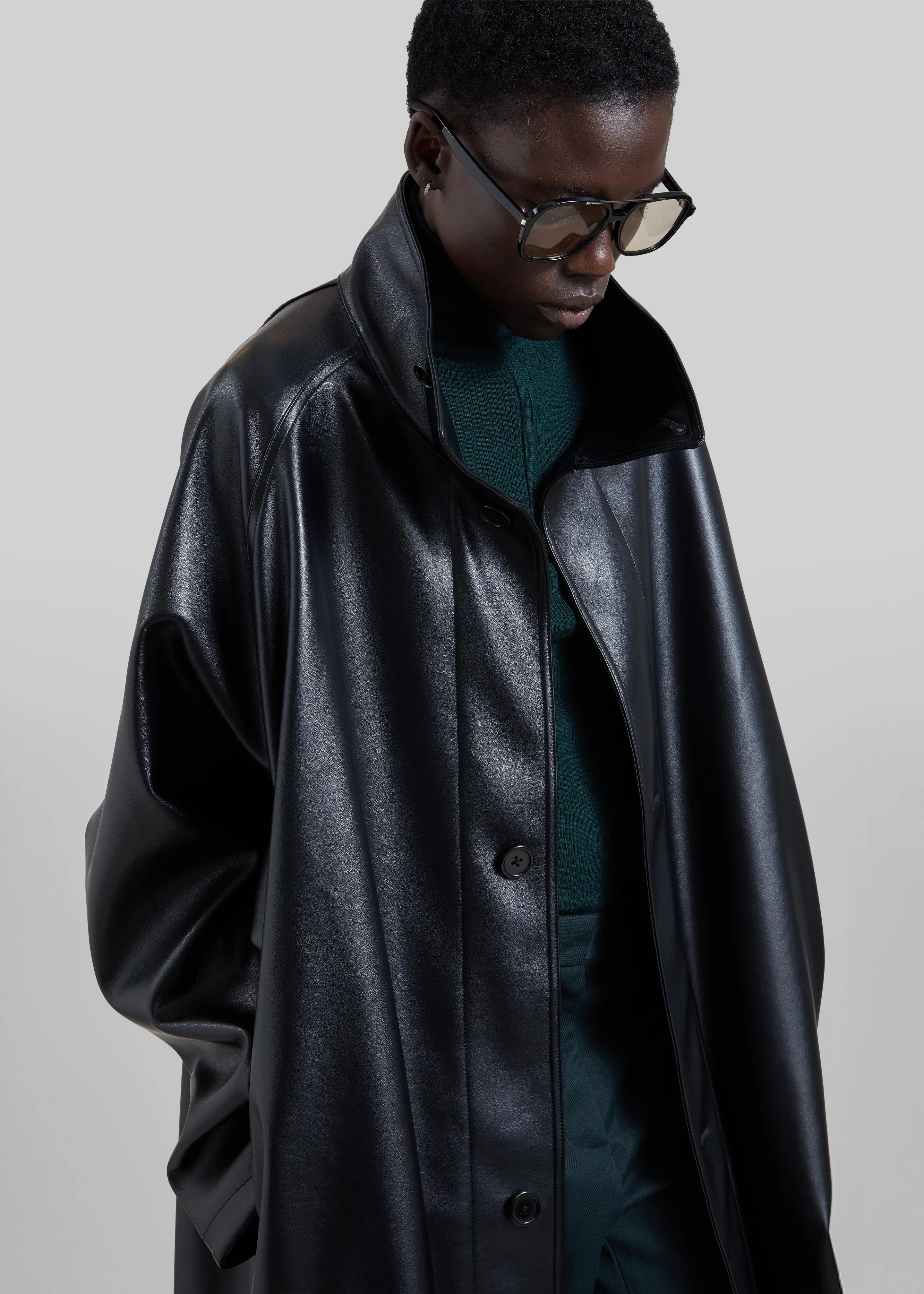 Calen Faux Leather Trench Coat - Black sold by Frankie Shop product image thumbnail 5