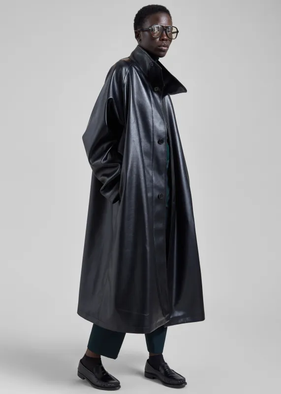 Calen Faux Leather Trench Coat - Black made by Frankie Shop