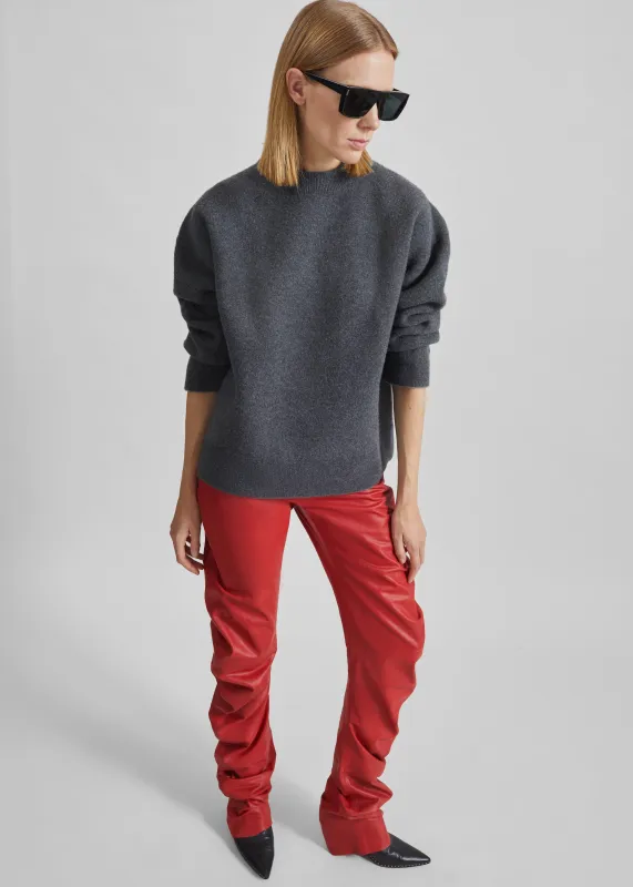 Jessa Leather Ruched Pants - Red made by Frankie Shop