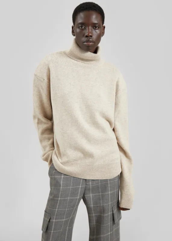 Gala Padded Knit Turtleneck - Light Beige made by Frankie Shop