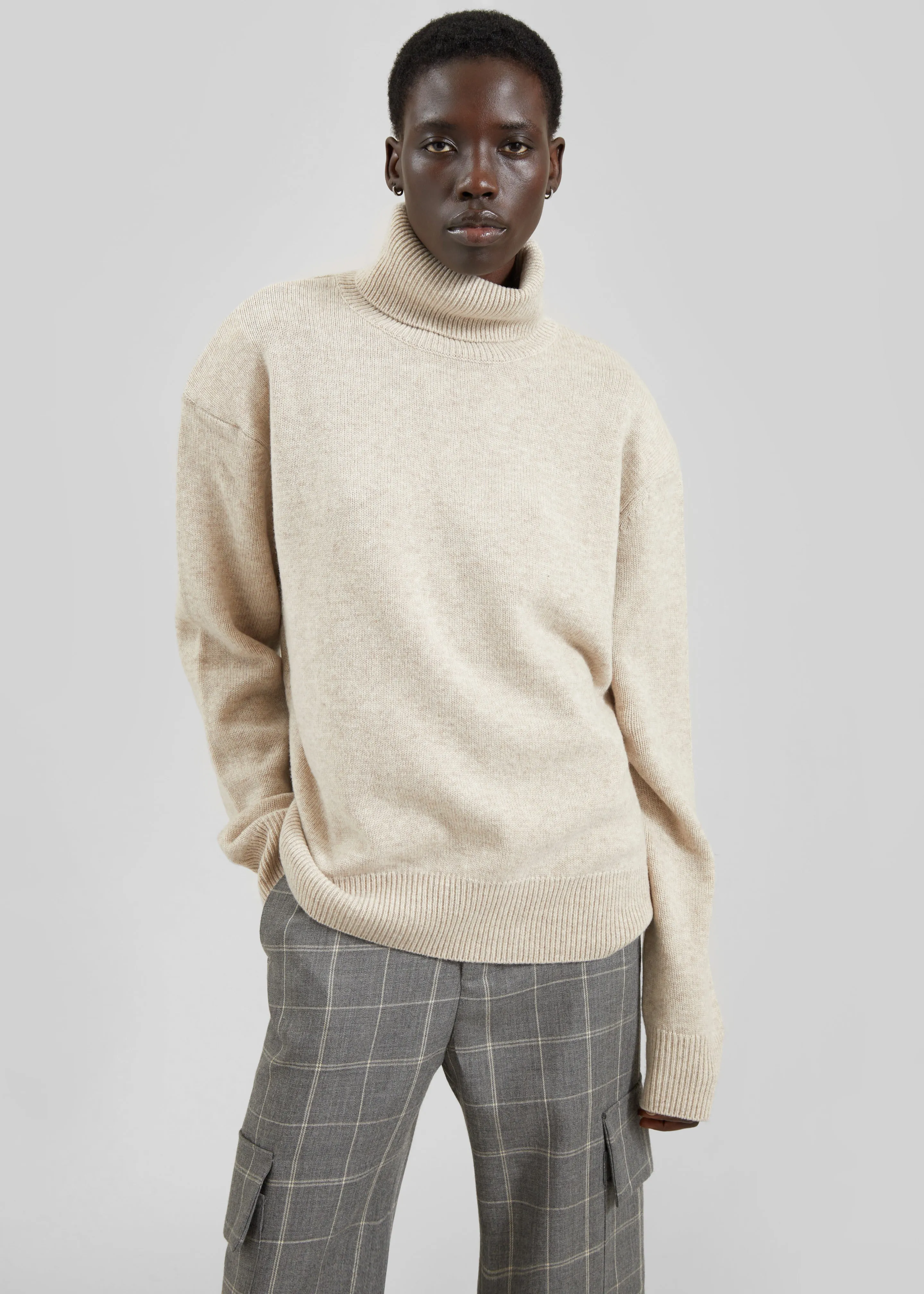 Gala Padded Knit Turtleneck - Light Beige sold by Frankie Shop