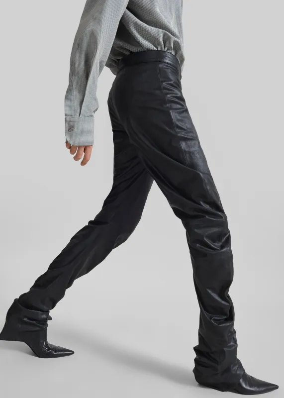 Jessa Leather Ruched Pants - Black made by Frankie Shop