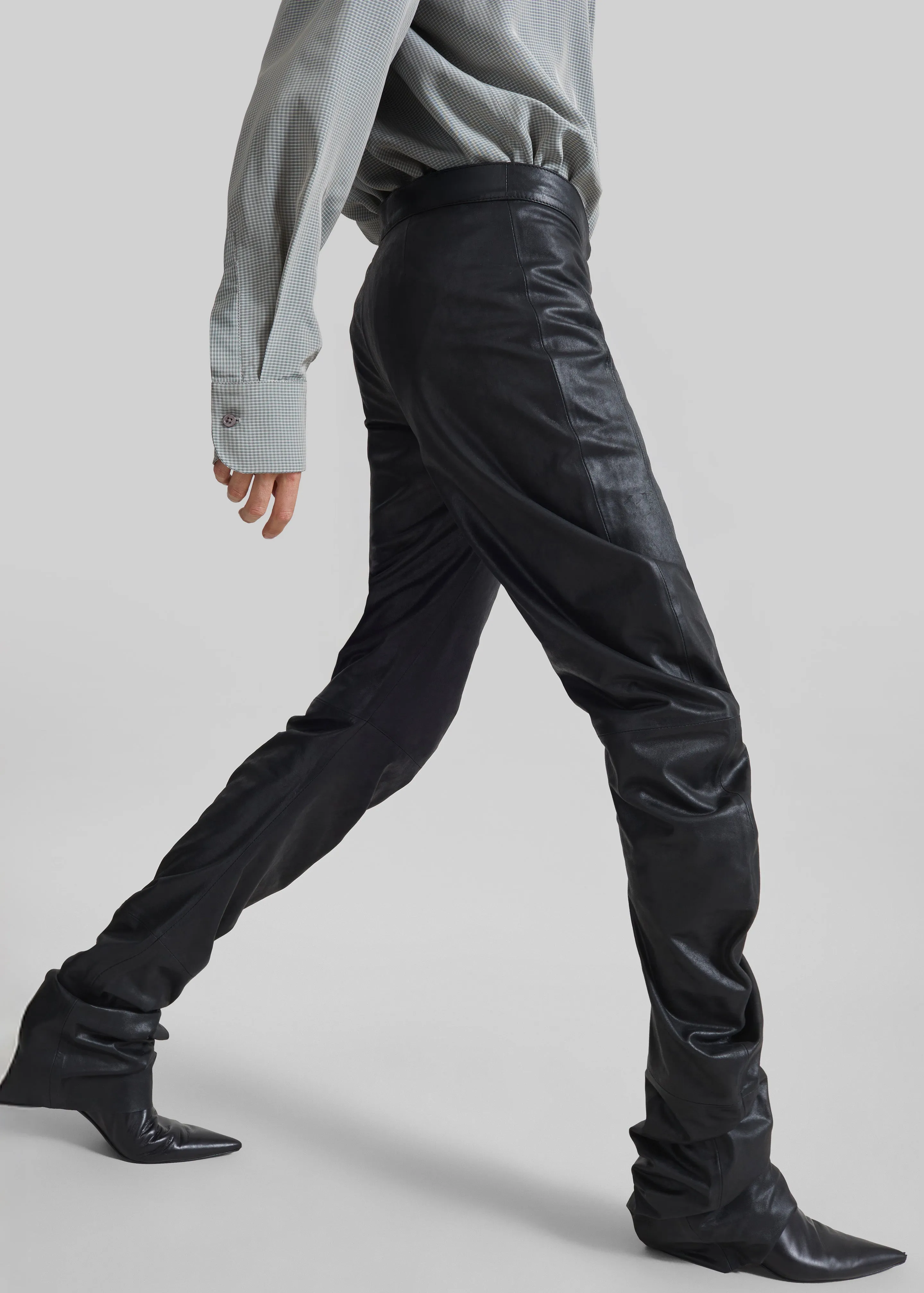 Jessa Leather Ruched Pants - Black sold by Frankie Shop