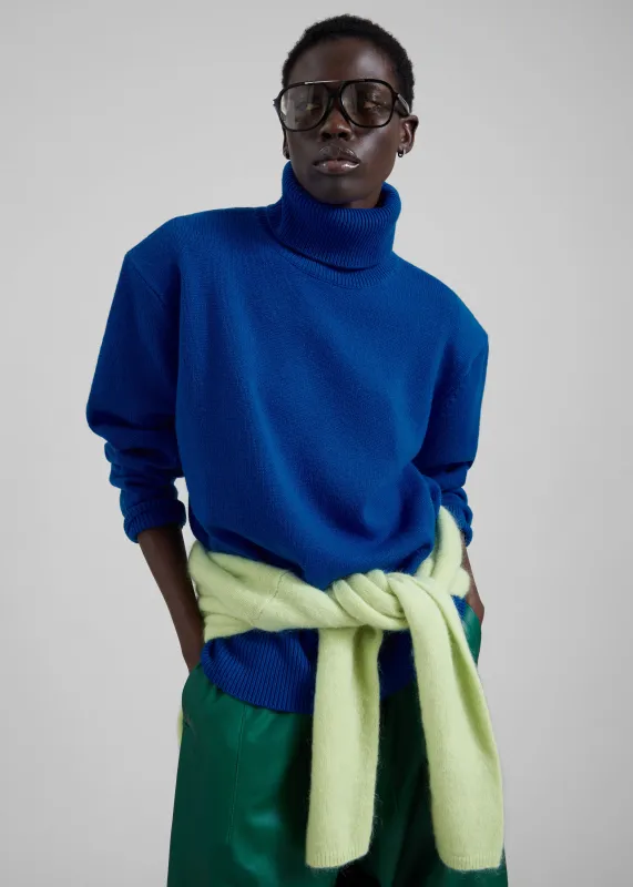 Gala Padded Knit Turtleneck - Blue made by Frankie Shop