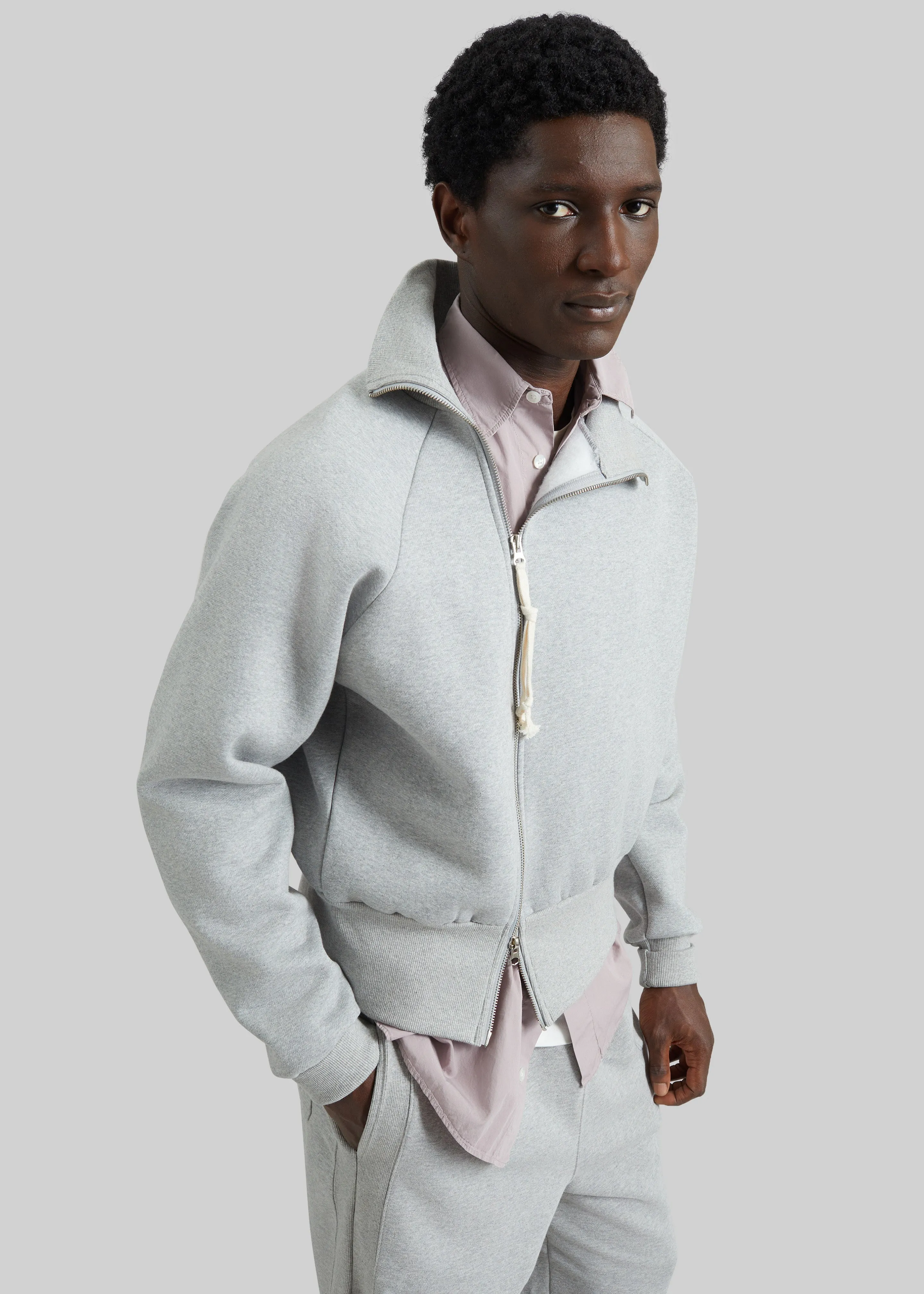 Dexter Off-Center Zip Jacket - Grey sold by Frankie Shop
