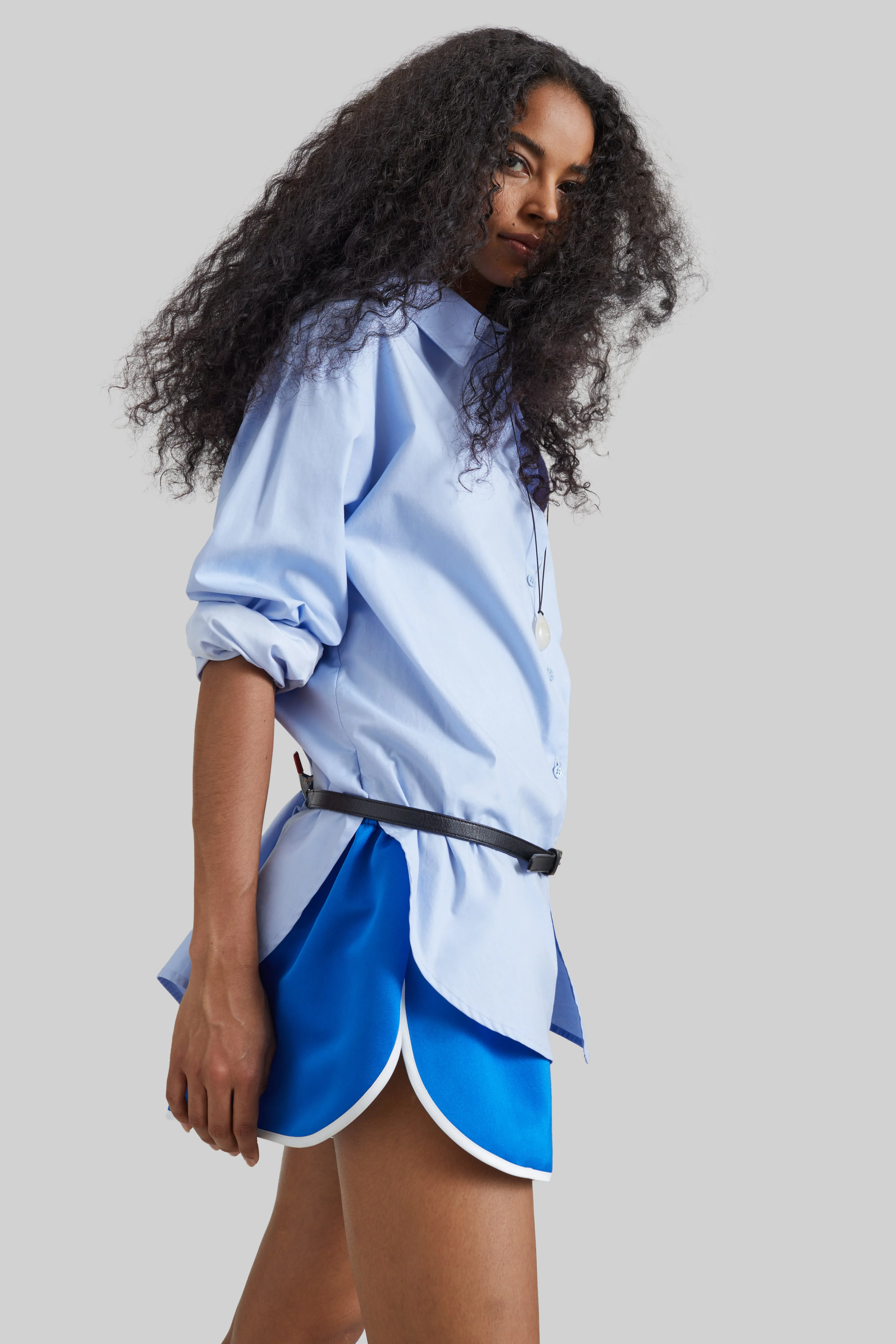 Cielo Satin Mini Boxer Shorts - Blue sold by Frankie Shop product image thumbnail 4