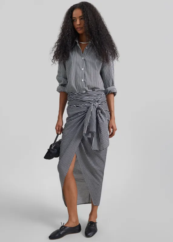 Thira Wrap Skirt - Black/White Stripe made by Frankie Shop
