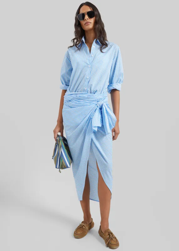 Thira Wrap Skirt - White/Light Blue made by Frankie Shop