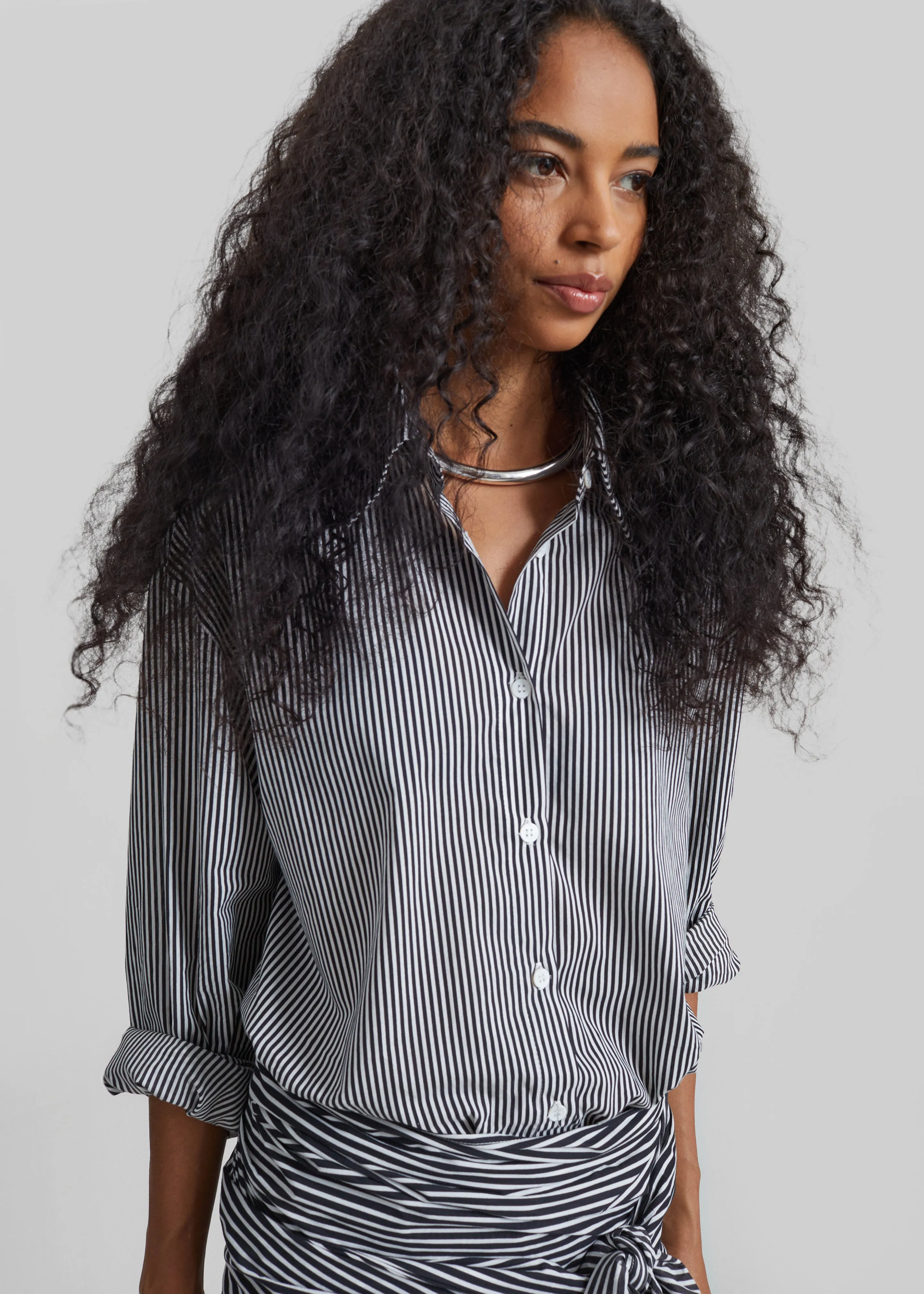 Peri Cotton Shirt - Black/White Stripe sold by Frankie Shop product image thumbnail 4