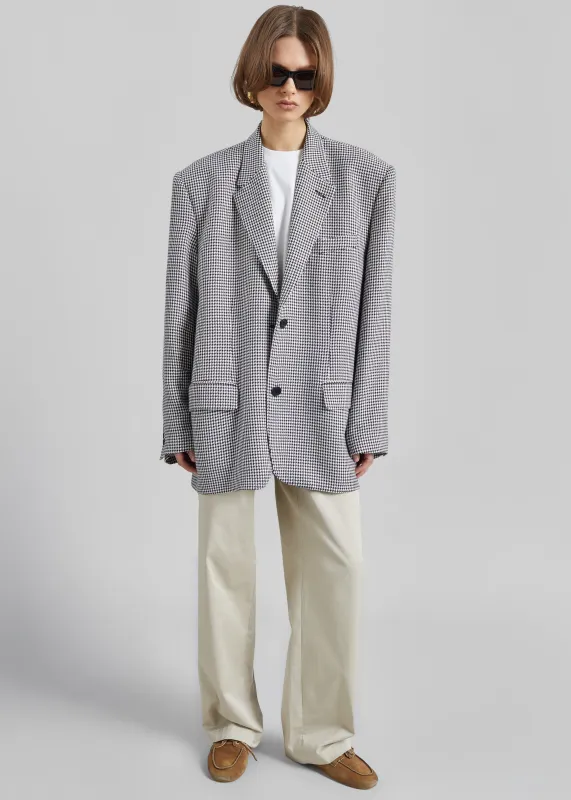 Olivella Oversized Padded Blazer - Black Houndstooth made by Frankie Shop