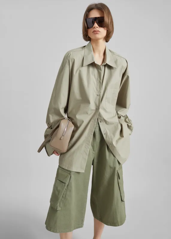 Eston Cotton Oversized Shirt - Sage made by Frankie Shop