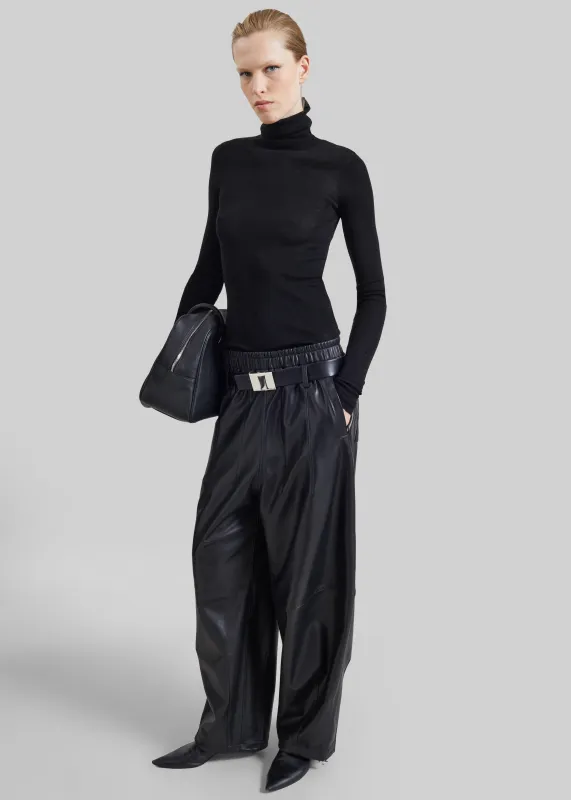 Oakdale Leather Track Pants - Black made by Frankie Shop