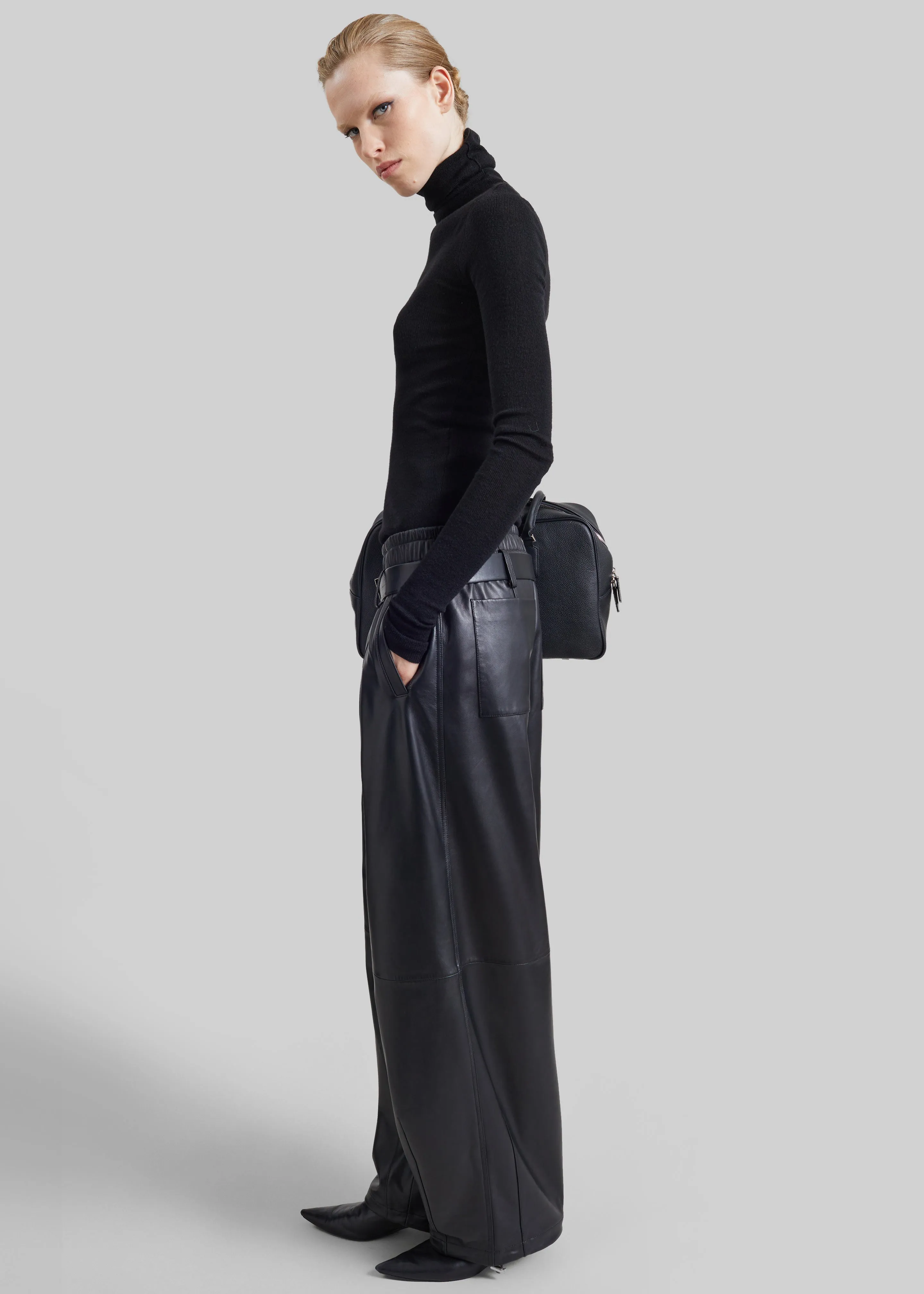 Oakdale Leather Track Pants - Black sold by Frankie Shop product image thumbnail 5