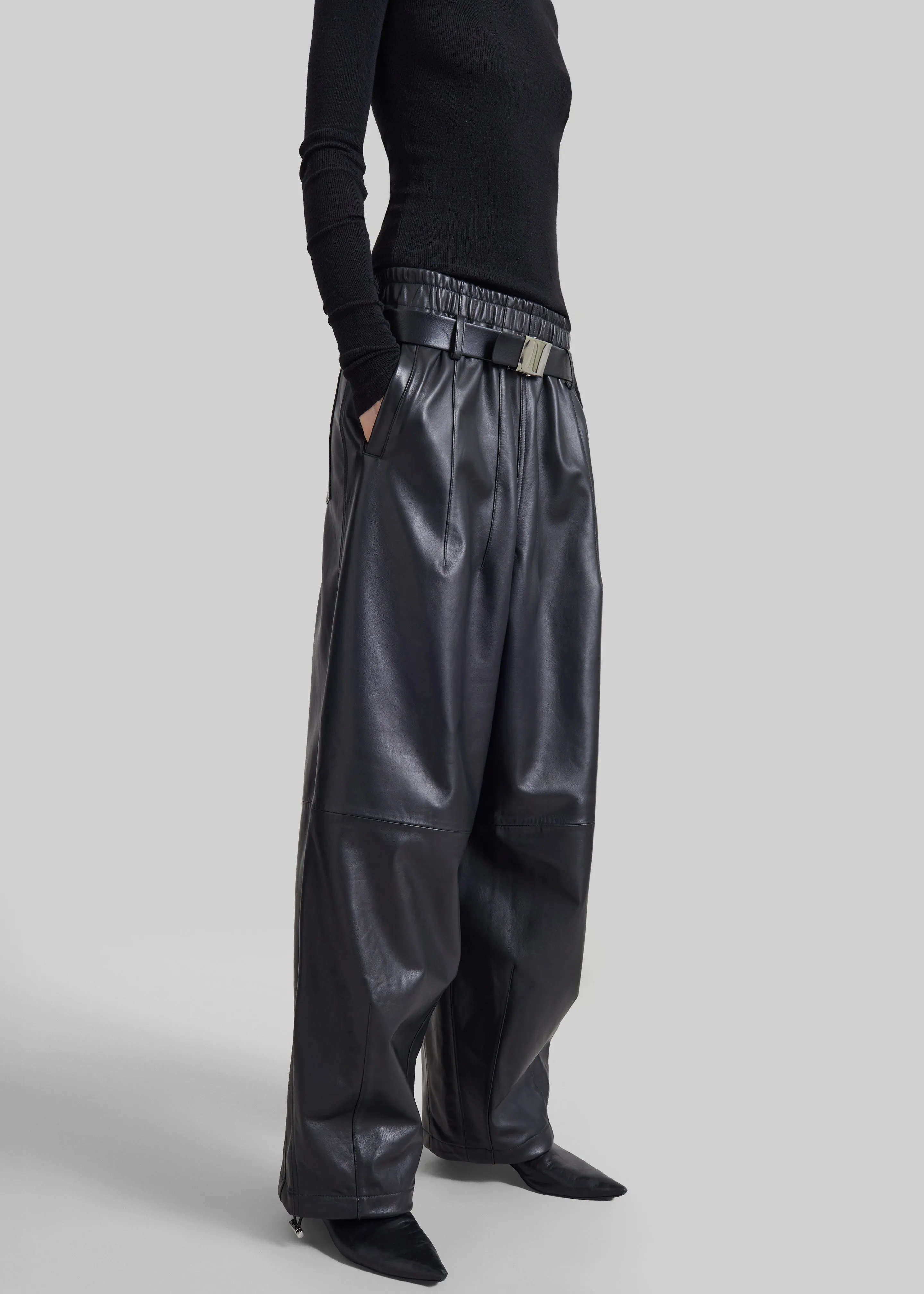 Oakdale Leather Track Pants - Black sold by Frankie Shop product image thumbnail 3