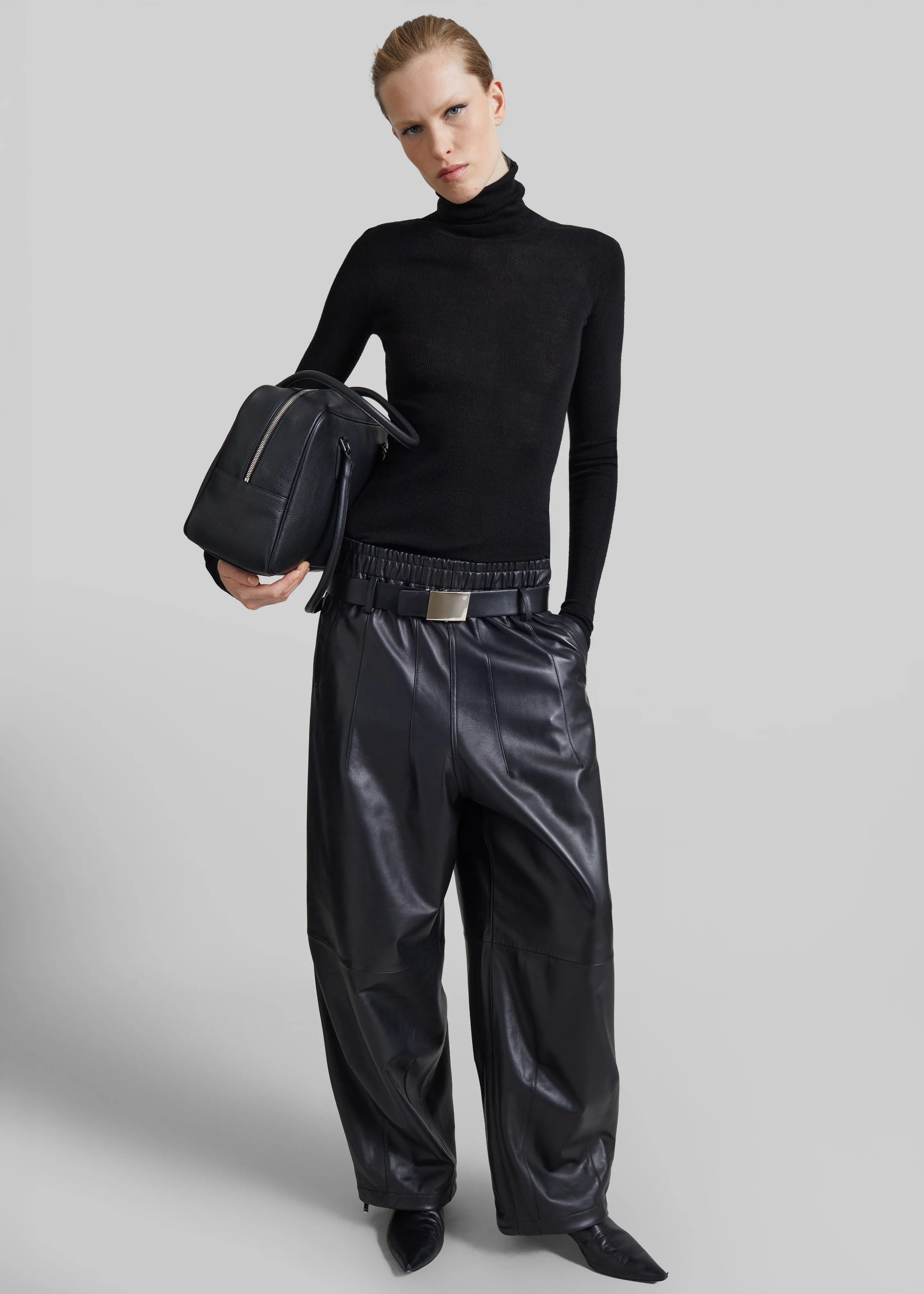 Oakdale Leather Track Pants - Black sold by Frankie Shop product image thumbnail 4