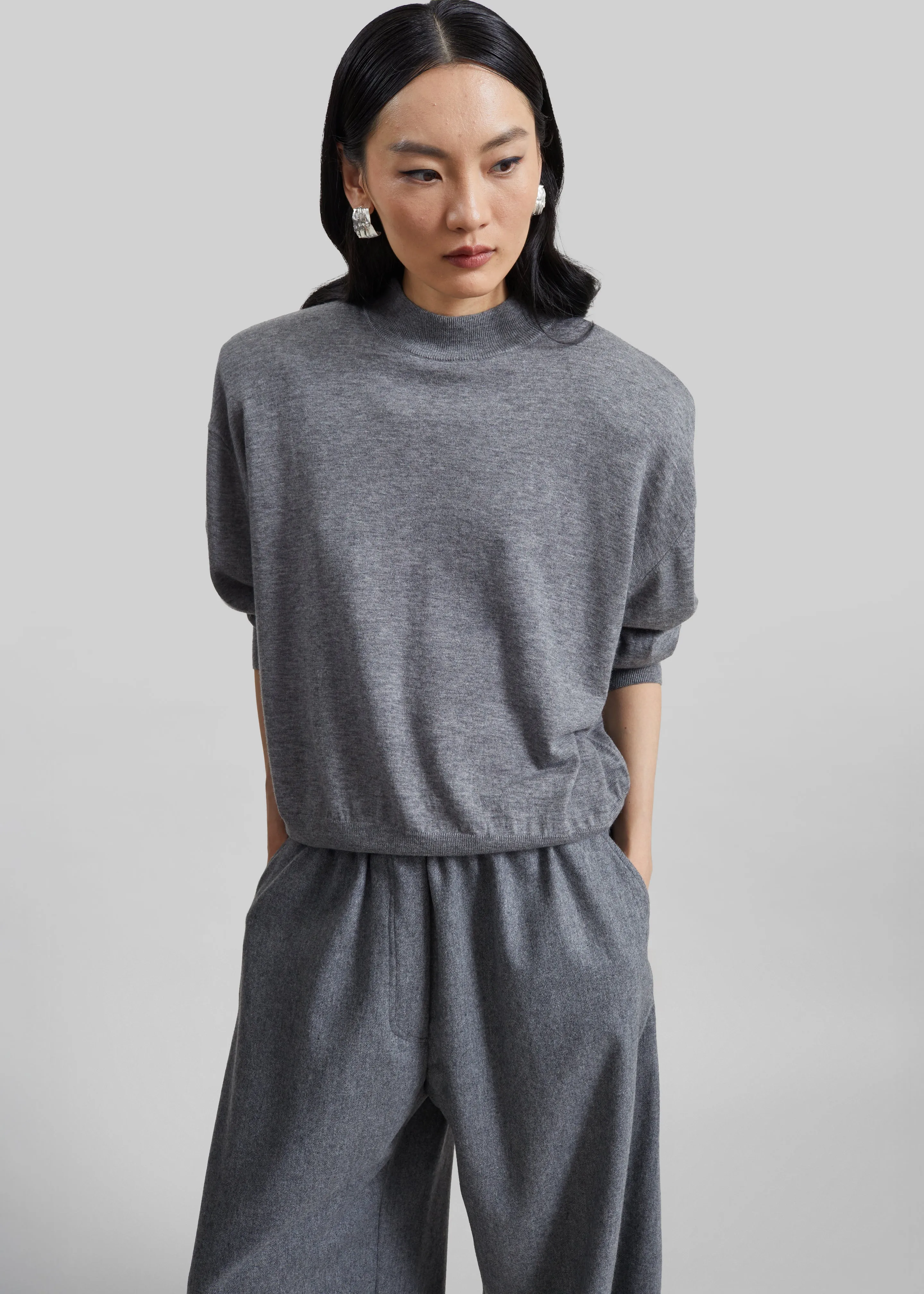 Rue Padded High Neck Sweater - Grey Melange sold by Frankie Shop product image thumbnail 3