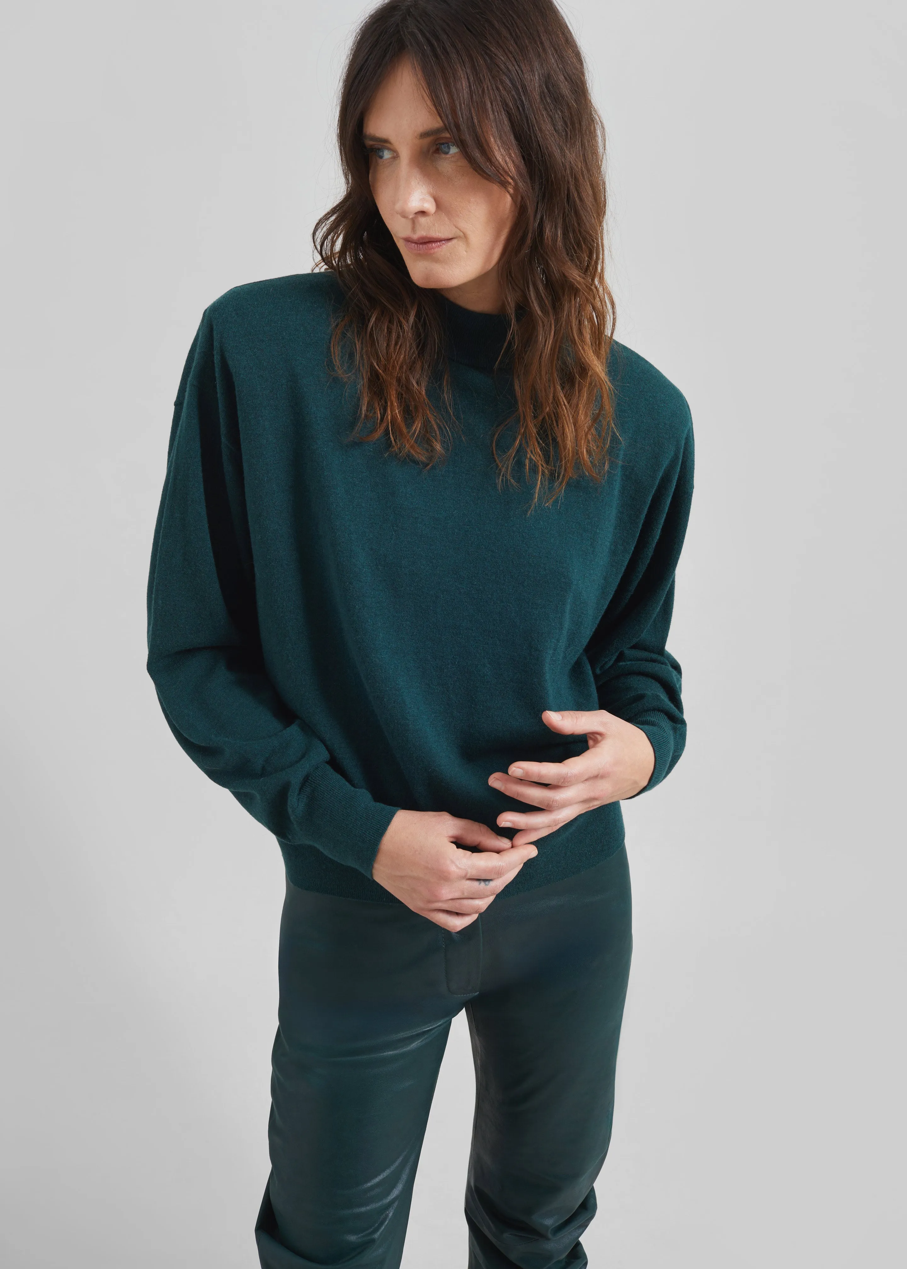 Rue Padded High Neck Sweater - Bottle Green sold by Frankie Shop