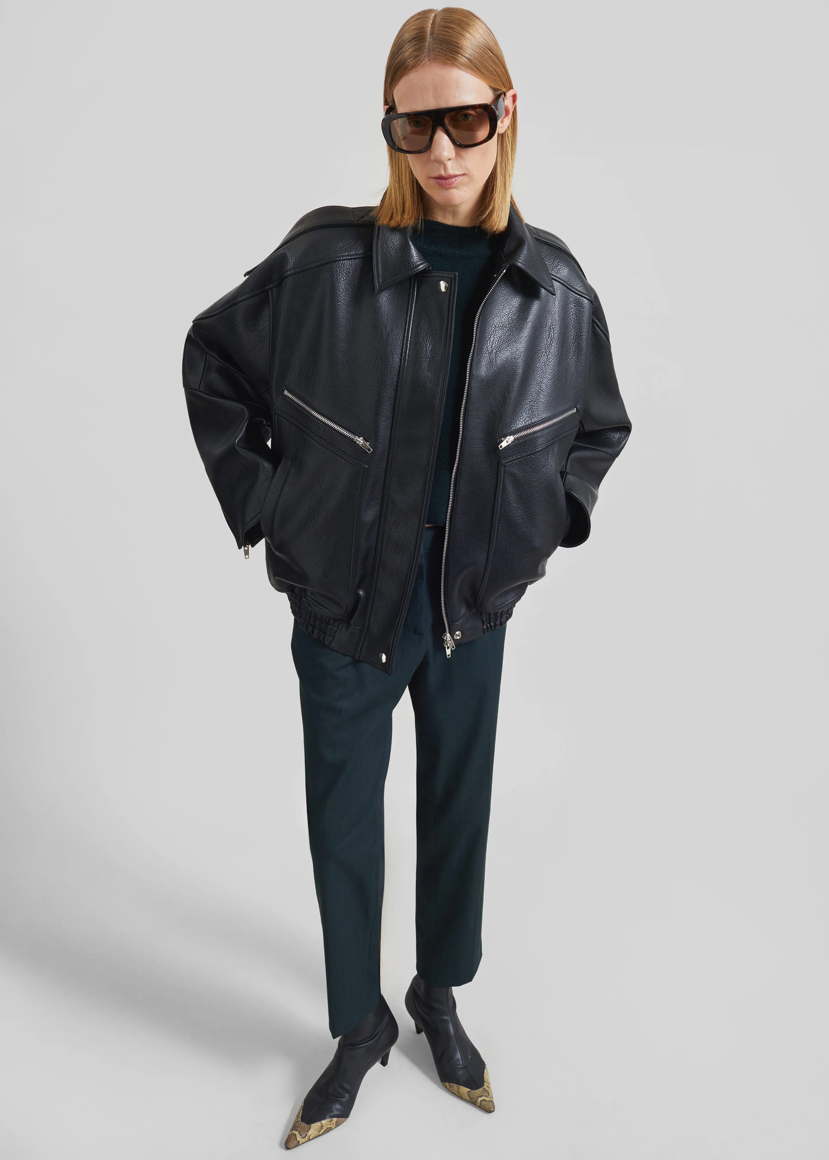 Hudson Faux Leather Bomber Jacket - Black sold by Frankie Shop product image thumbnail 2